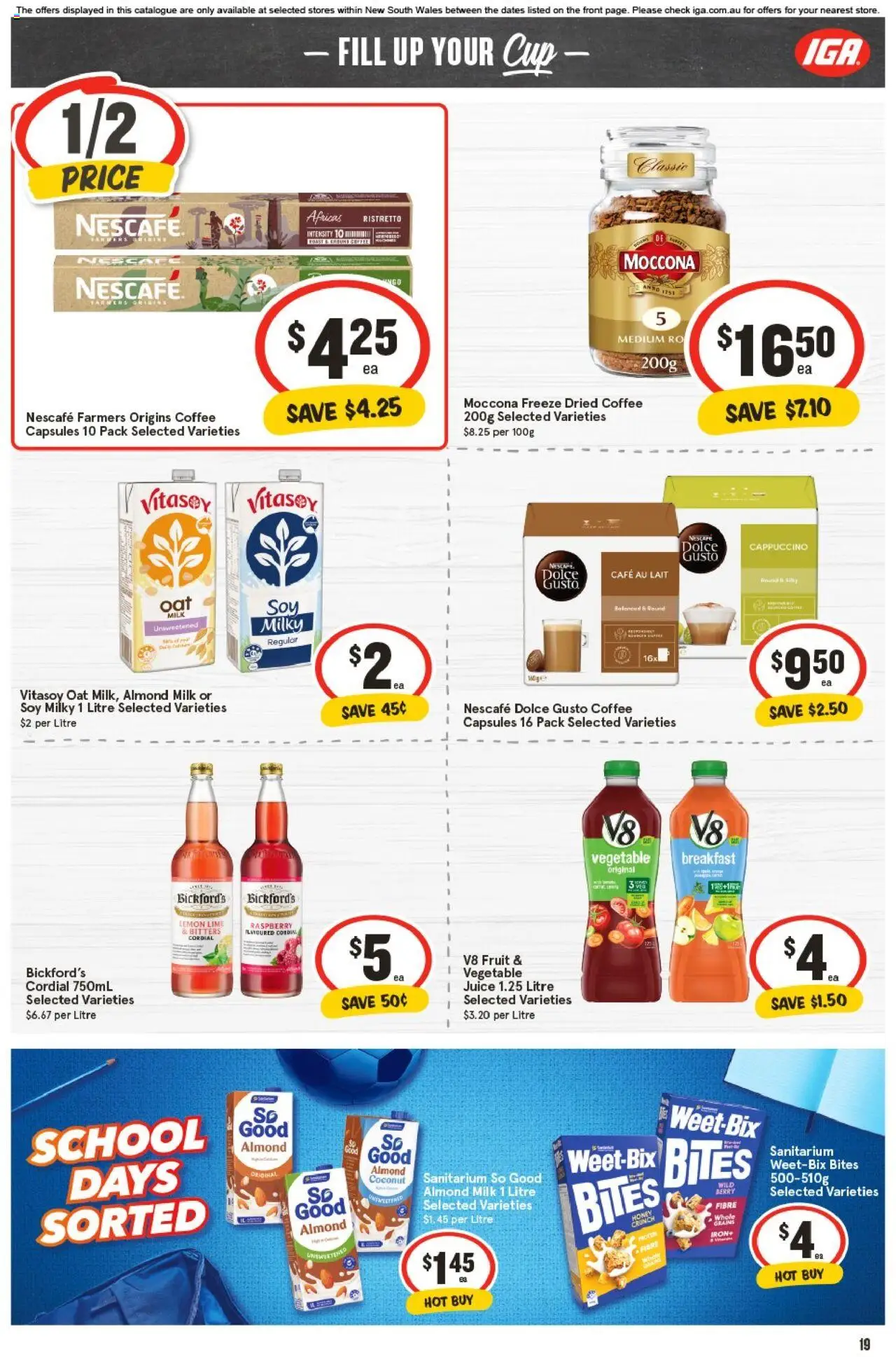 IGA catalogue - valid from 22.10.2025 | Page: 18 | Products: Milk, Lemon, Raspberry, Moccona