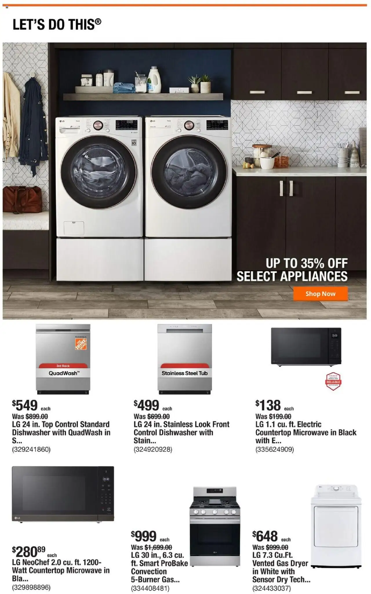 Home Depot Weekly Ad - FL - valid from 11.09.2025 | Page: 3 | Products: Microwave, Sensor, Dryer, Dishwasher