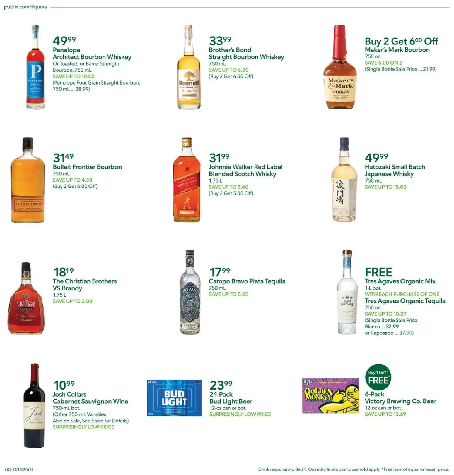 Publix Liquor - valid from 13.11.2025 | Page: 2 | Products: Wine, Beer, Bourbon, Whiskey