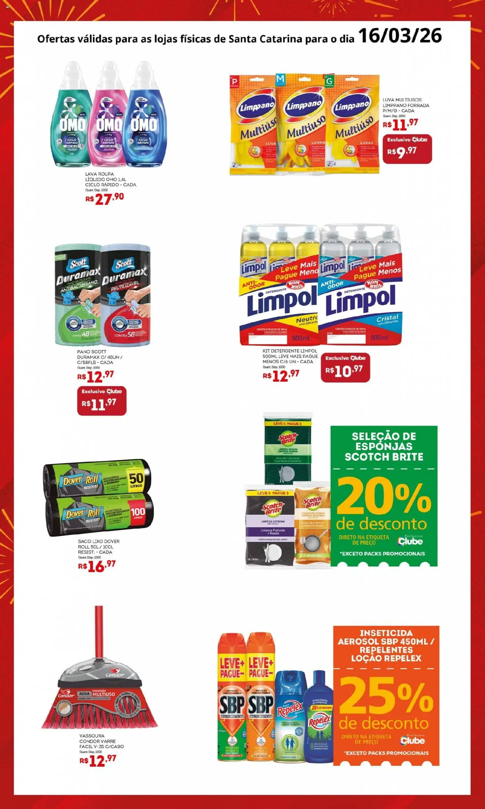 Bistek Supermercados Folheto - válido de 16.03.2026 | Página: 3 | Produtos: Detergente, Luvas, Inseticida, Vassoura