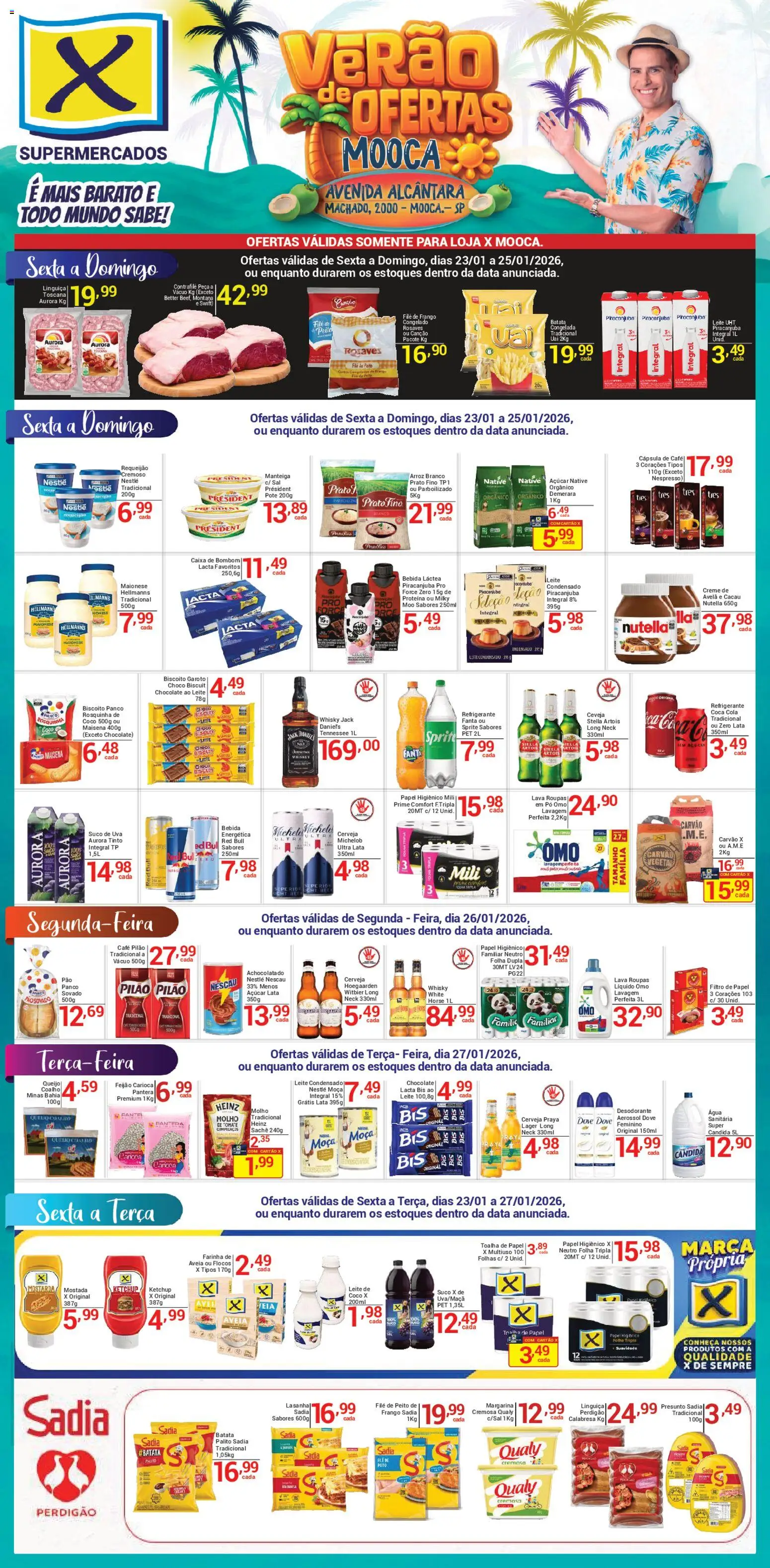 X Supermercados Folheto - válido de 23.01.2026 | Página: 1 | Produtos: Manteiga, Café, Dove, Leite condensado