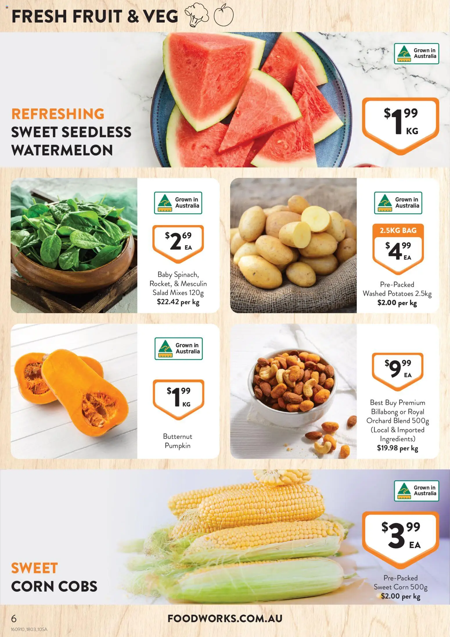 Foodworks catalogue - valid from 18.03.2026 | Page: 6 | Products: Salad, Potatoes, Pumpkin, Watermelon