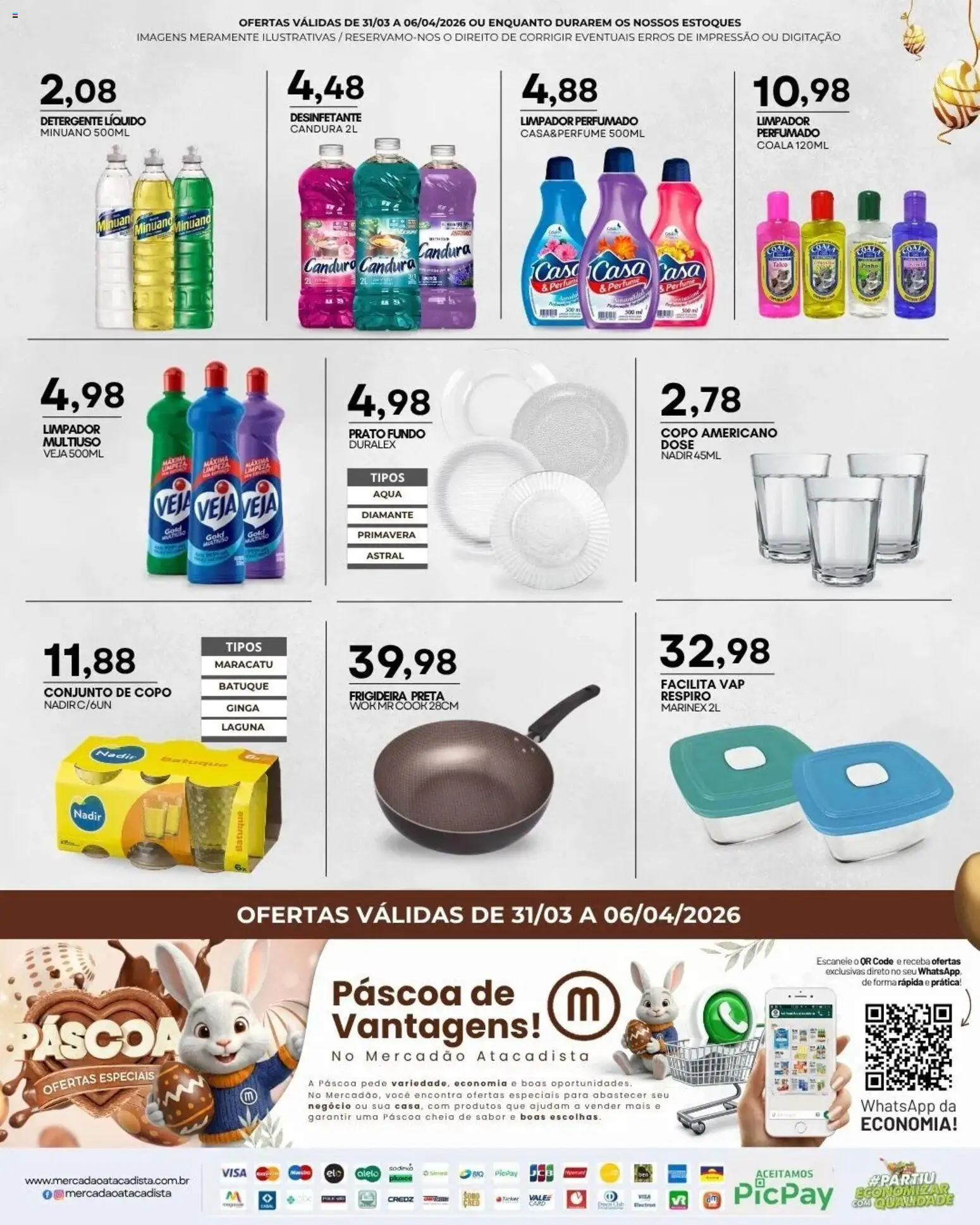 Mercadão Atacadista Folheto - válido de 31.03.2026 | Página: 12 | Produtos: Frigideira, Perfume, Detergente, Desinfetante