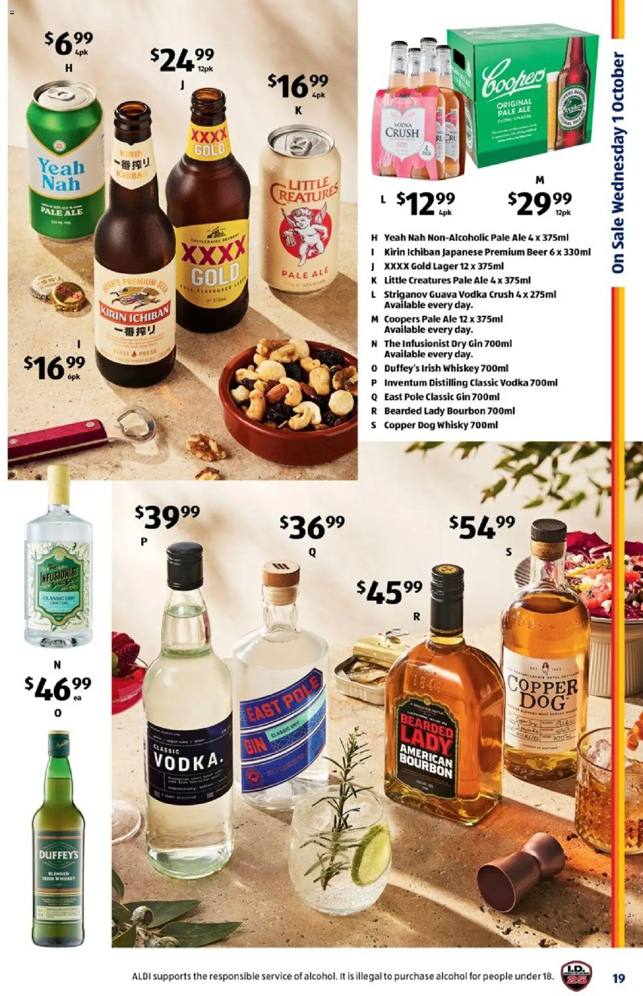 Aldi catalogue - valid from 01.10.2025 | Page: 19 | Products: Beer, Gin, Vodka, Whiskey