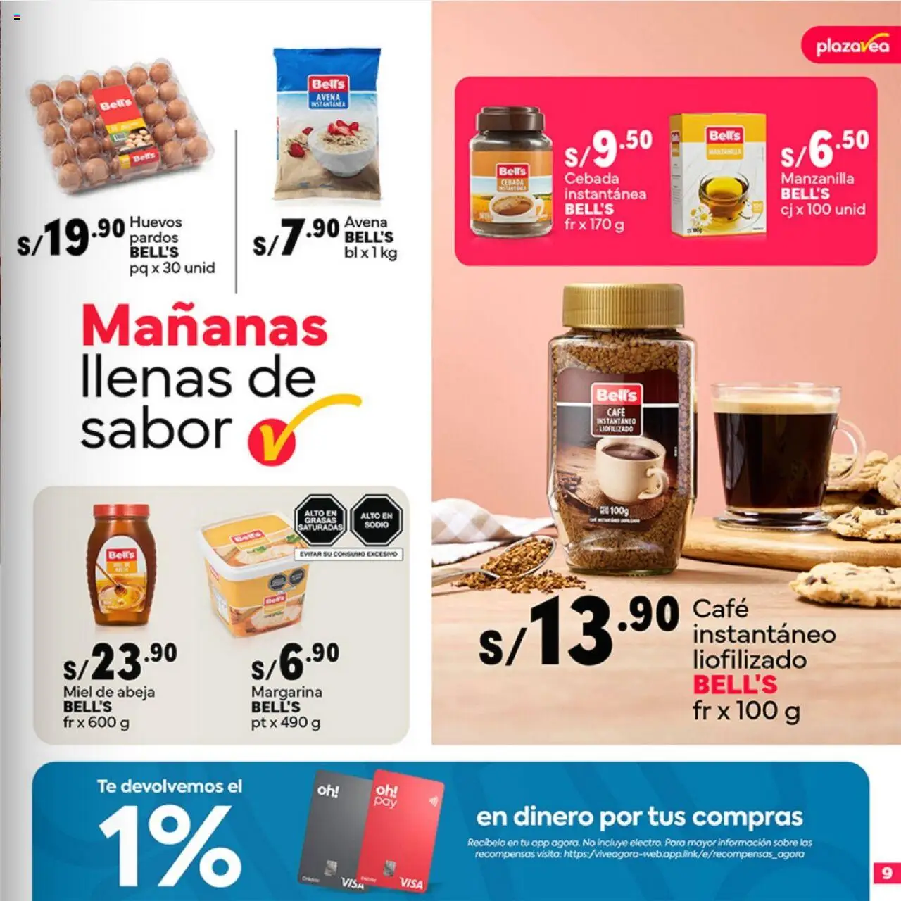 Catálogo Plaza Vea válido desde 20.10.2025 | Página: 9 | Productos: Huevos, Café, Té, Avena