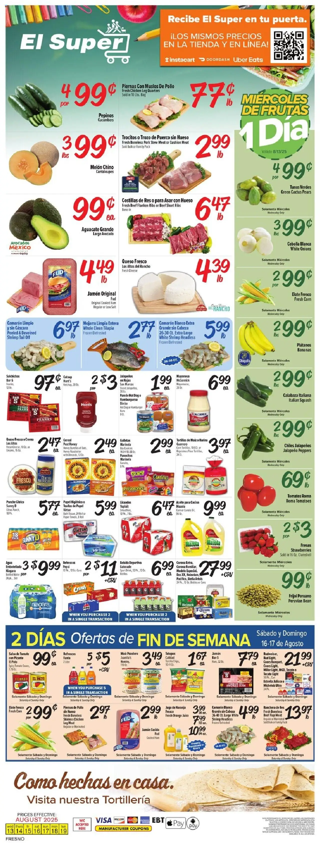 El Super Weekly Ad - valid from 13.08.2025 | Page: 1 | Products: Box, Bath, Bananas, Melon