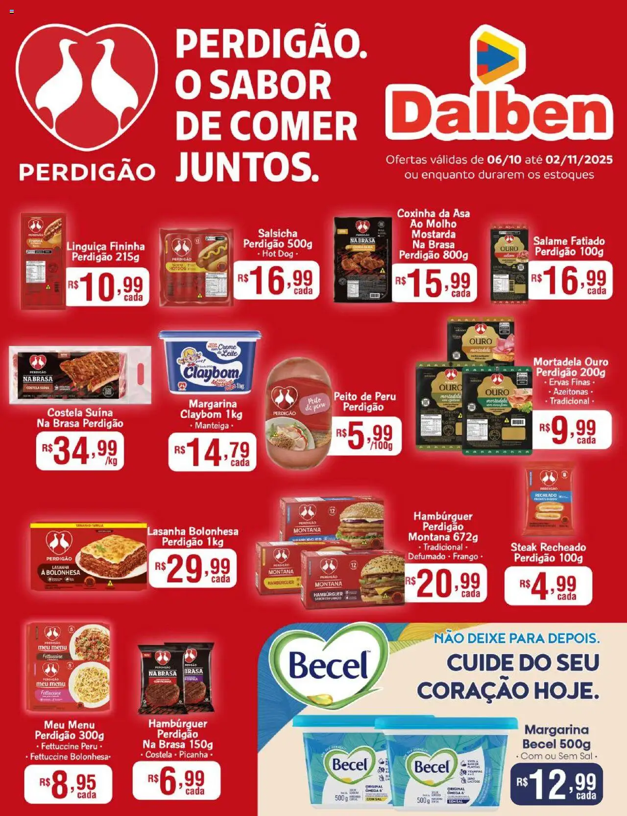 Supermercado Dalben Folheto - válido de 06.10.2025 | Página: 1 | Produtos: Azeitonas, Peito de peru, Base, Lasanha