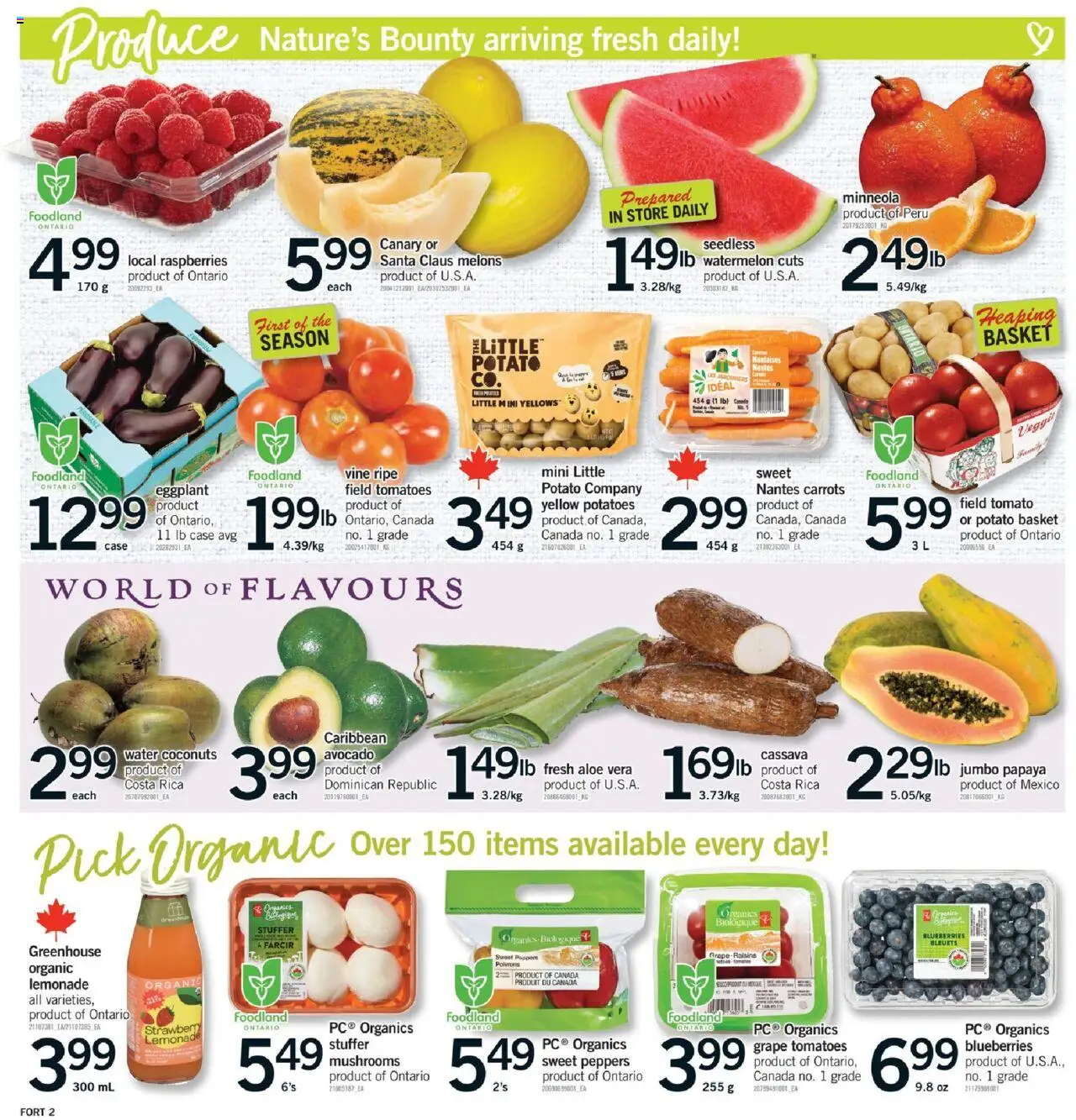 Fortinos flyer valid from 31.07.2025 | Page: 3 | Products: Potatoes, Case, Basket, Tomatoes