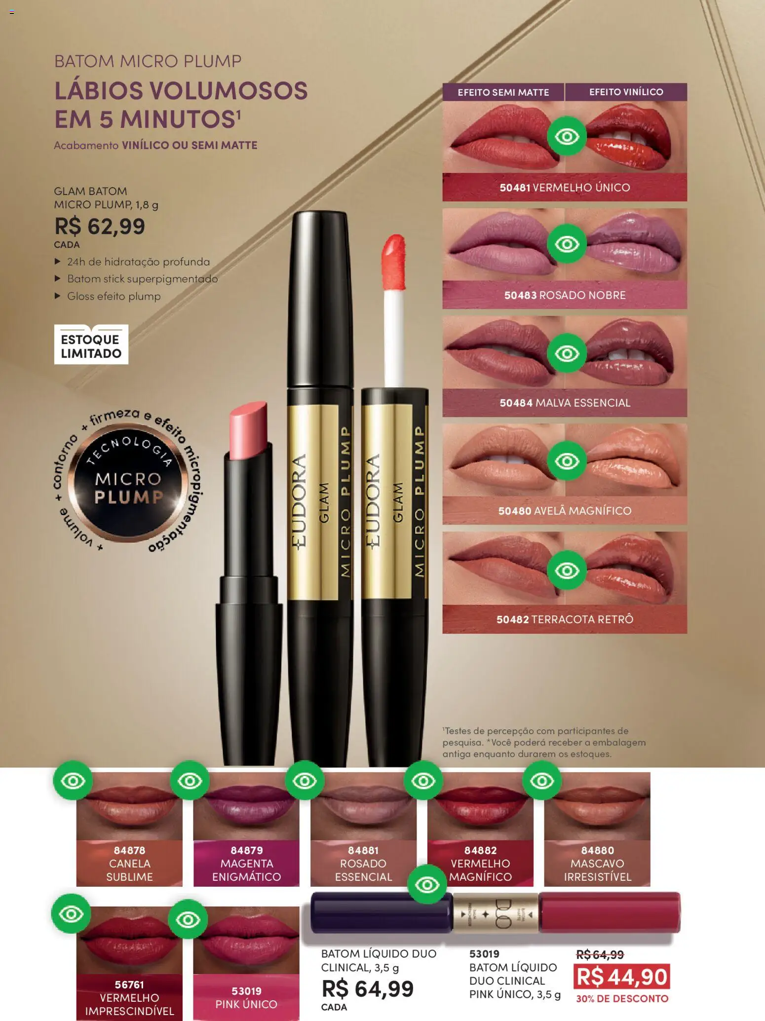 Eudora Folheto - válido de 23.04.2026 | Página: 72 | Produtos: Batom, Canela, Avelã