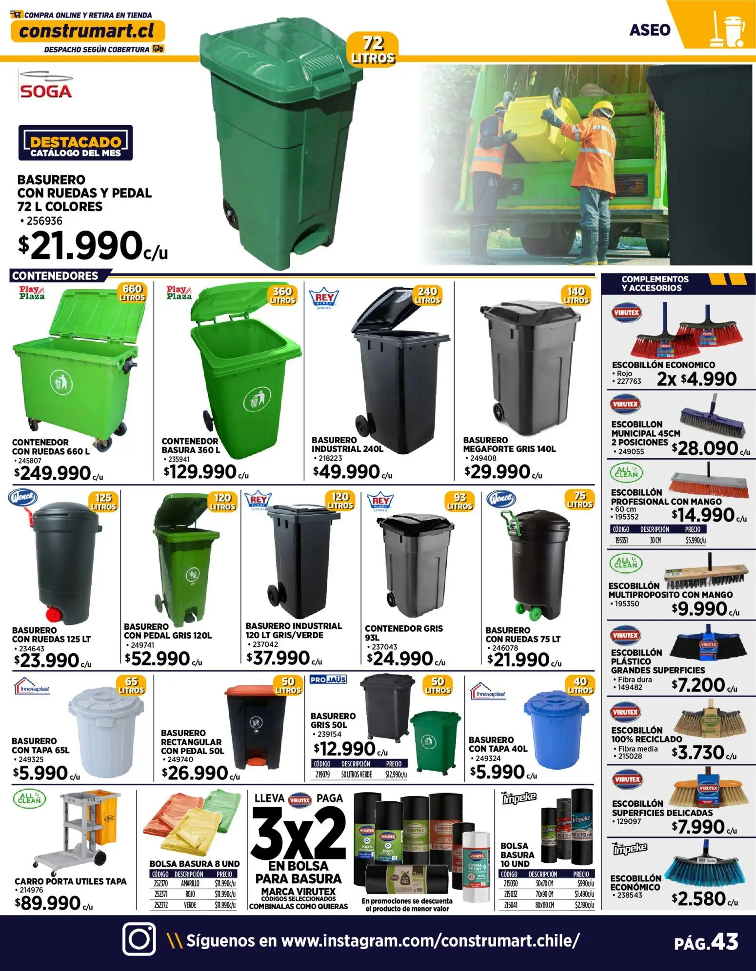 Construmart ofertas  │ válido desde el 10.12.2025 | Página: 43 | Productos: Bolsa, Mango, Escobillon, Basurero