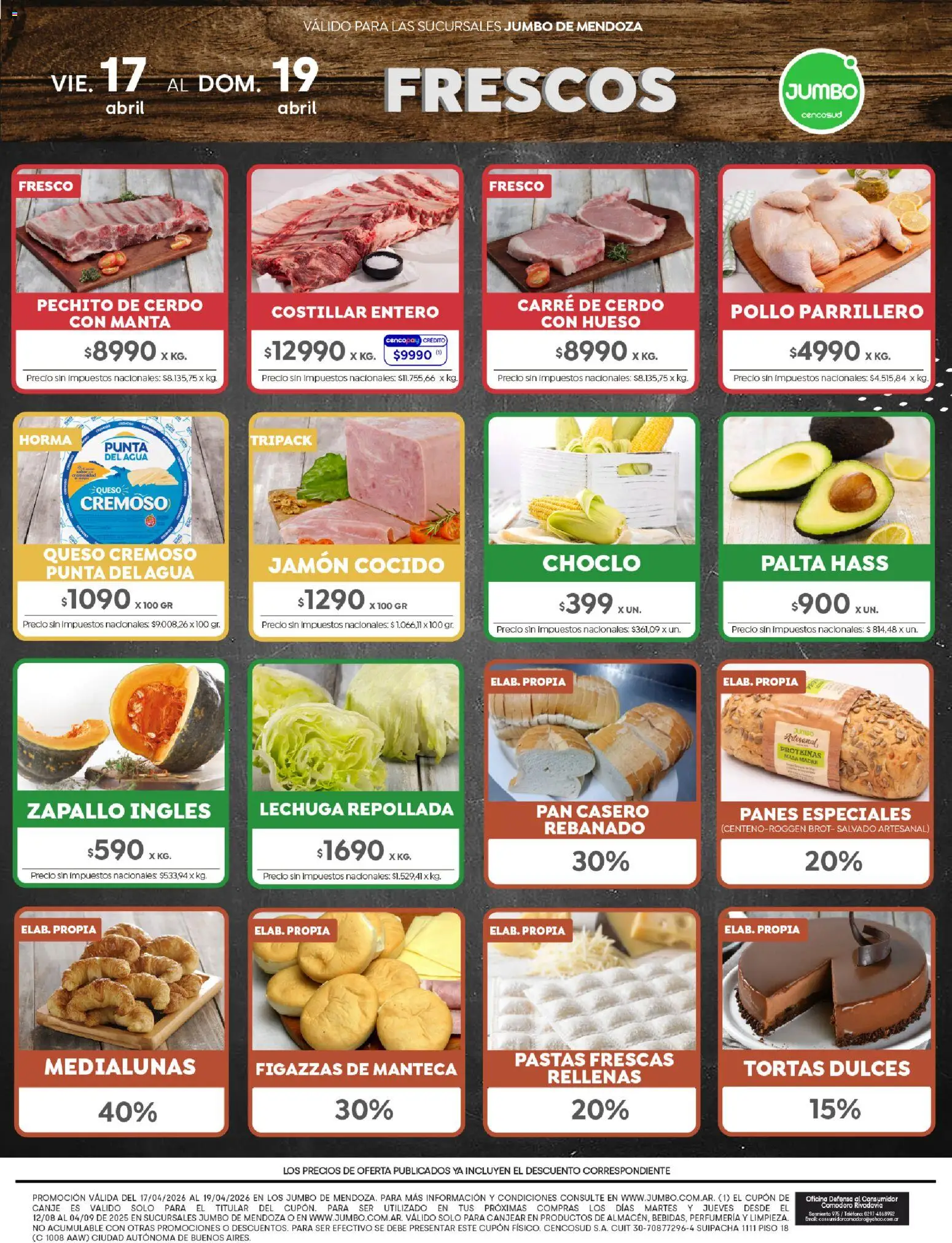 Jumbo - Ofertas | Mendoza │ válido desde el 17.04.2026 | Página: 8 | Productos: Jamón cocido, Agua, Queso, Jamón