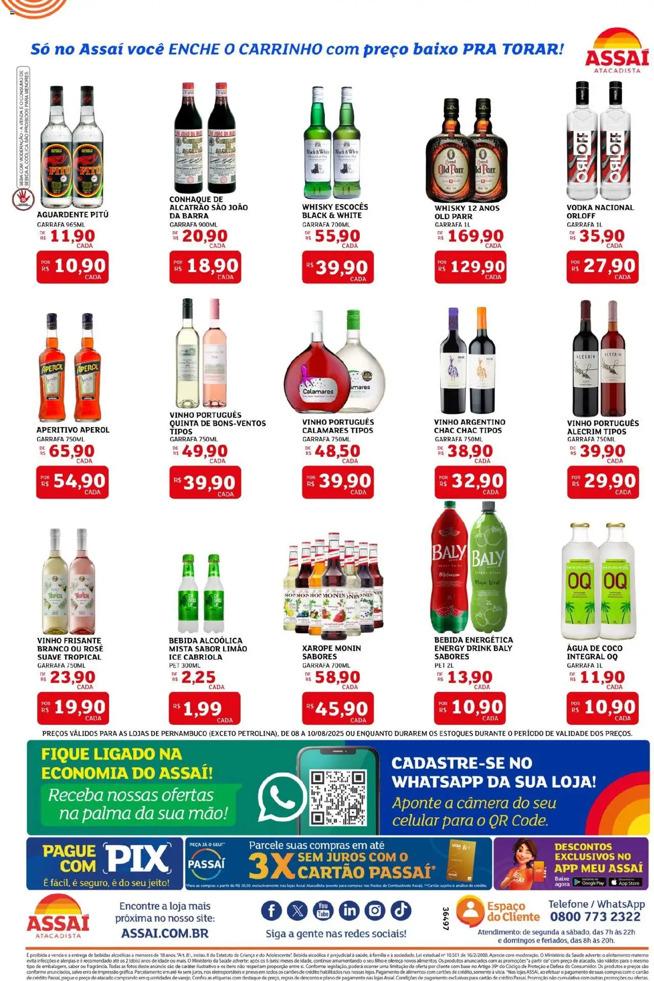 Assaí Atacadista Folheto - válido de 08.08.2025 | Página: 2 | Produtos: Água de coco, Whisky, Base, Câmera