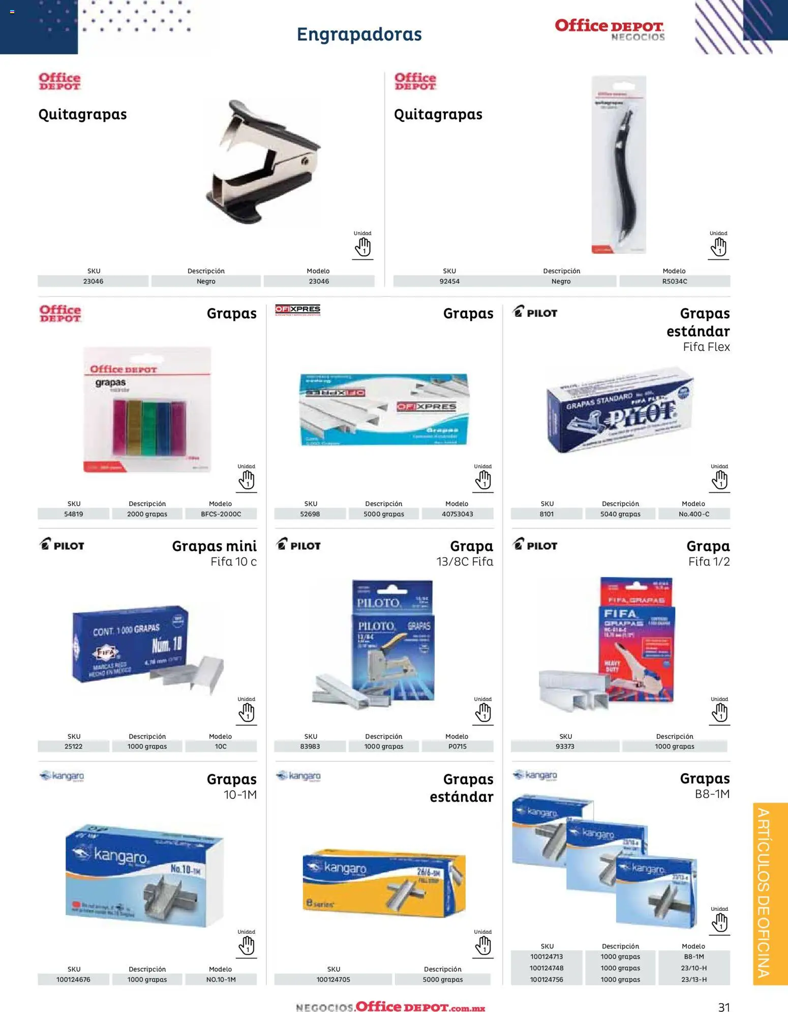 Nuevas ofertas de Office Depot válidas en toda la República Mexicana desde el 12.01.2026. ¡Encuentra las mejores ofertas en Office Depot catálogo 2026! | Página: 33 | Productos: Grapa