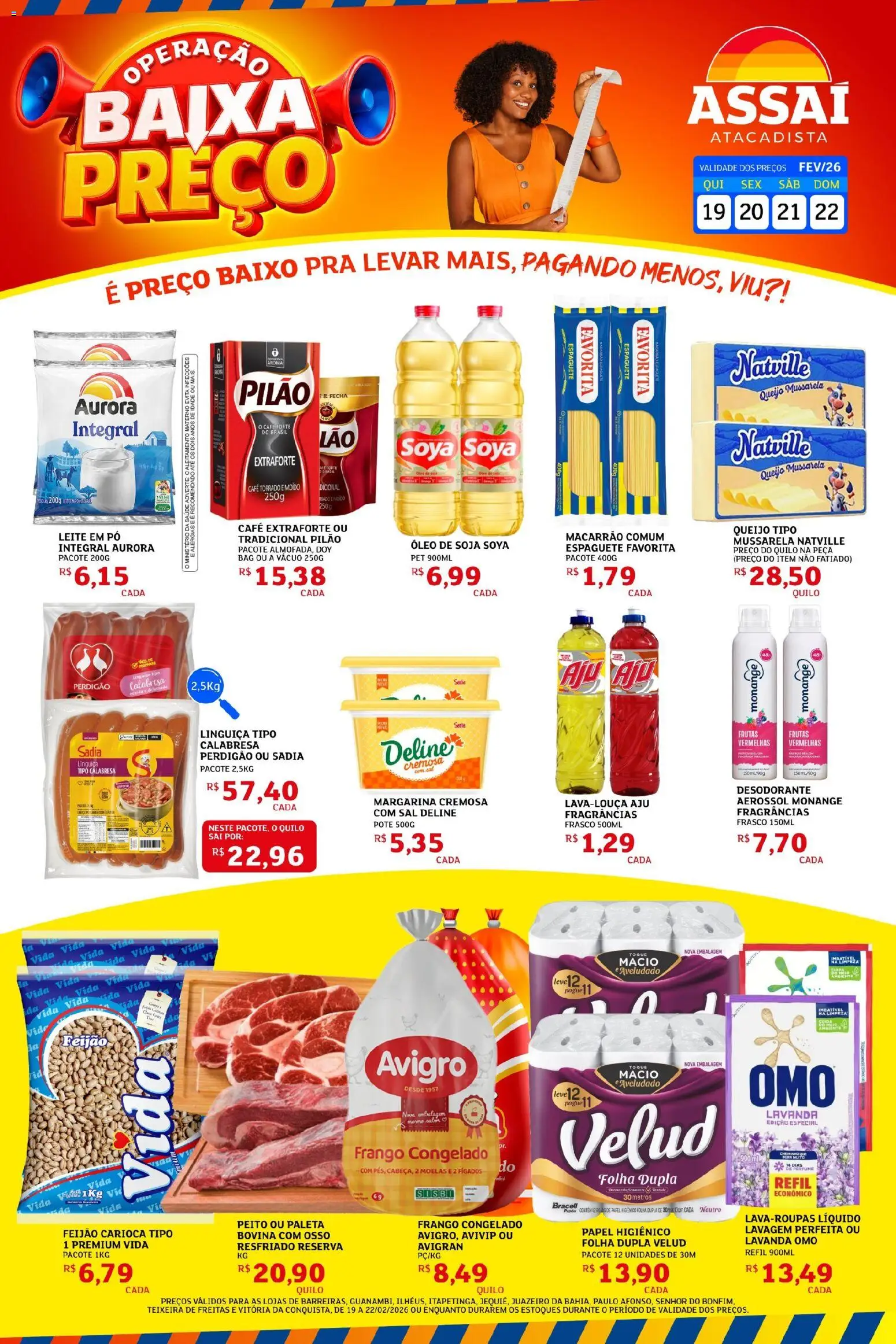 Assaí Atacadista Folheto - válido de 19.02.2026 | Página: 1 | Produtos: Leite, Queijo, Mussarela, Margarina