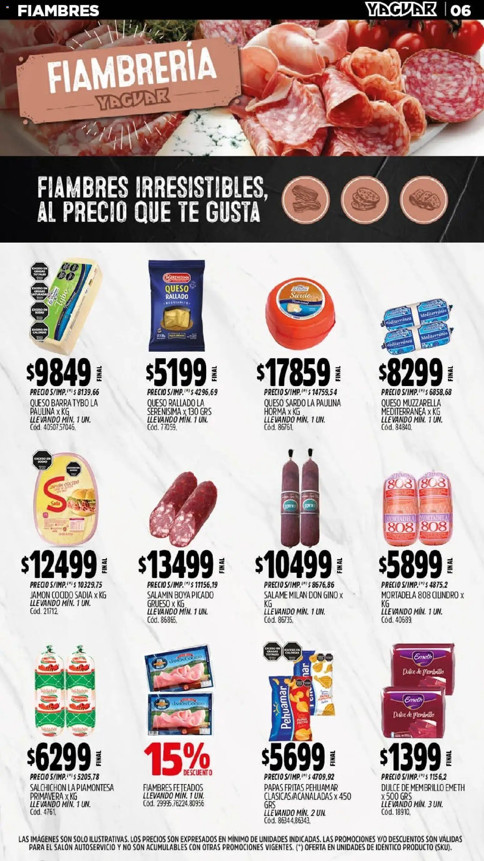 Yaguar - Oferta Semanal Jujuy │ válido desde el 13.04.2026 | Página: 6 | Productos: Mortadela, Queso, Jamón, Salame