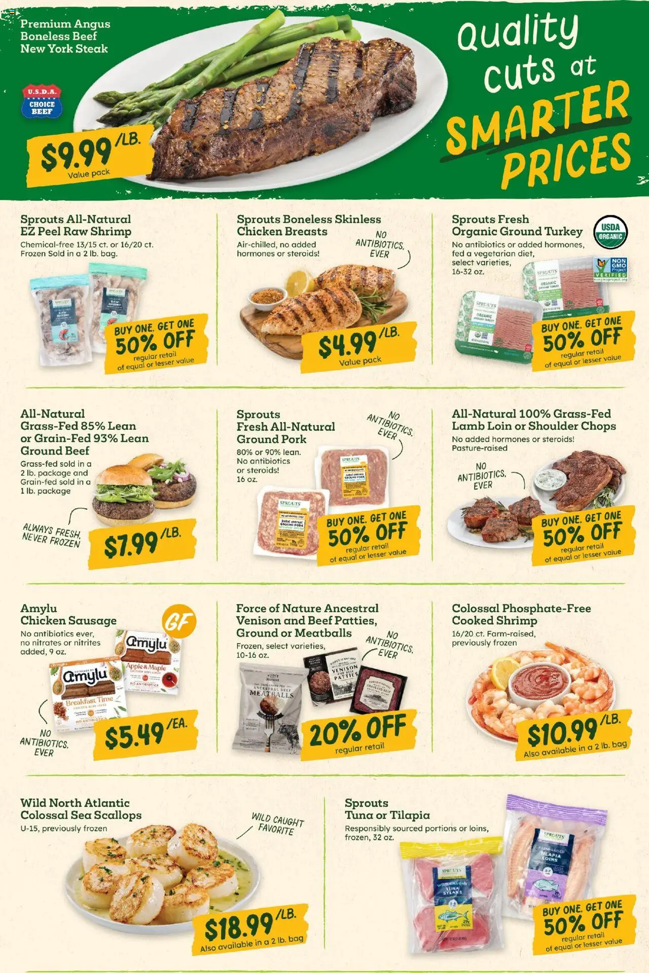 Sprouts Weekly Ad - valid from 01.10.2025 | Page: 7 | Products: Pork, Beef, Sausage, Bag