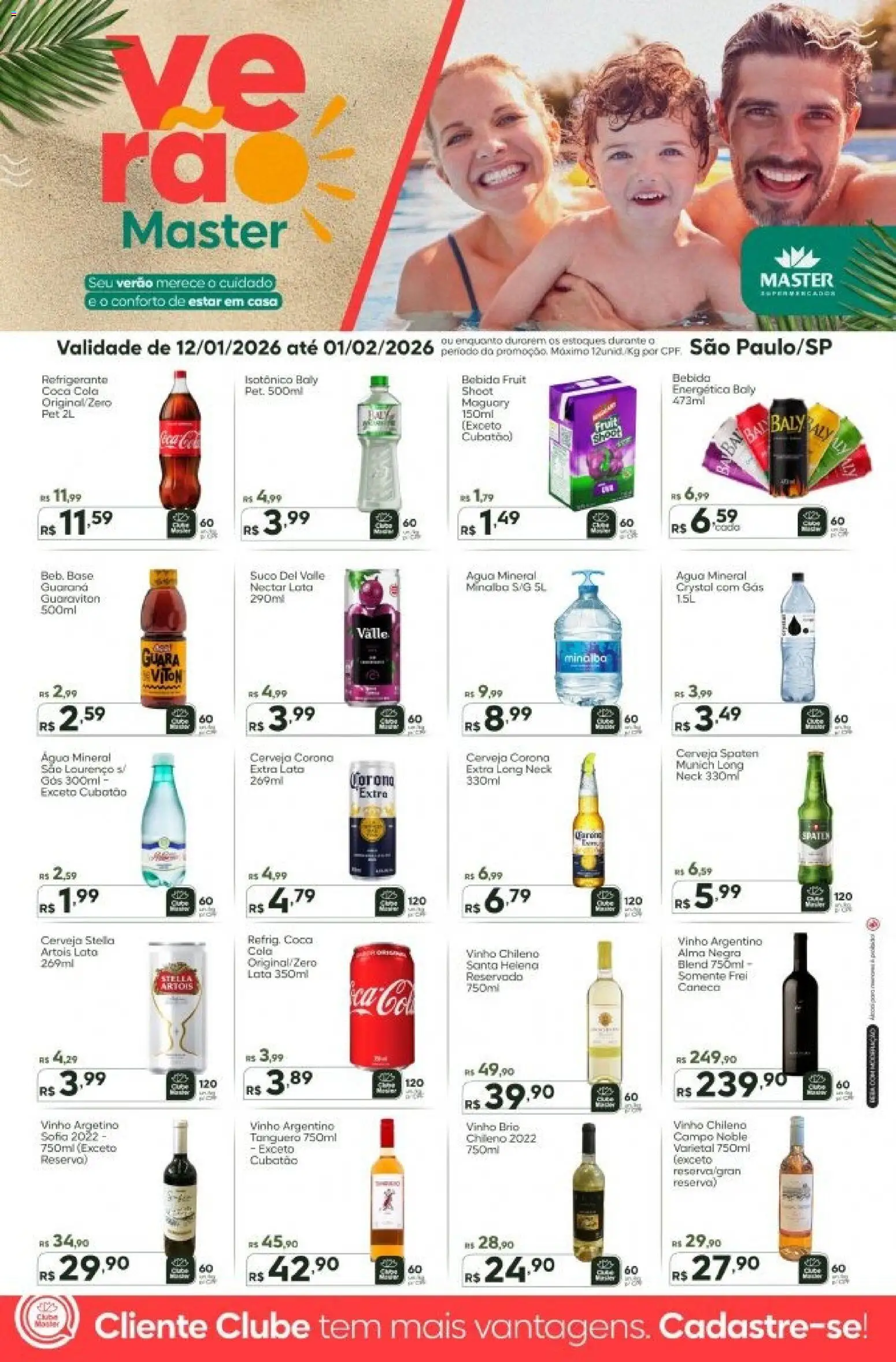 Master Folheto - válido de 12.01.2026 | Página: 1 | Produtos: Guaraná, Minalba, Vinho, Bebida