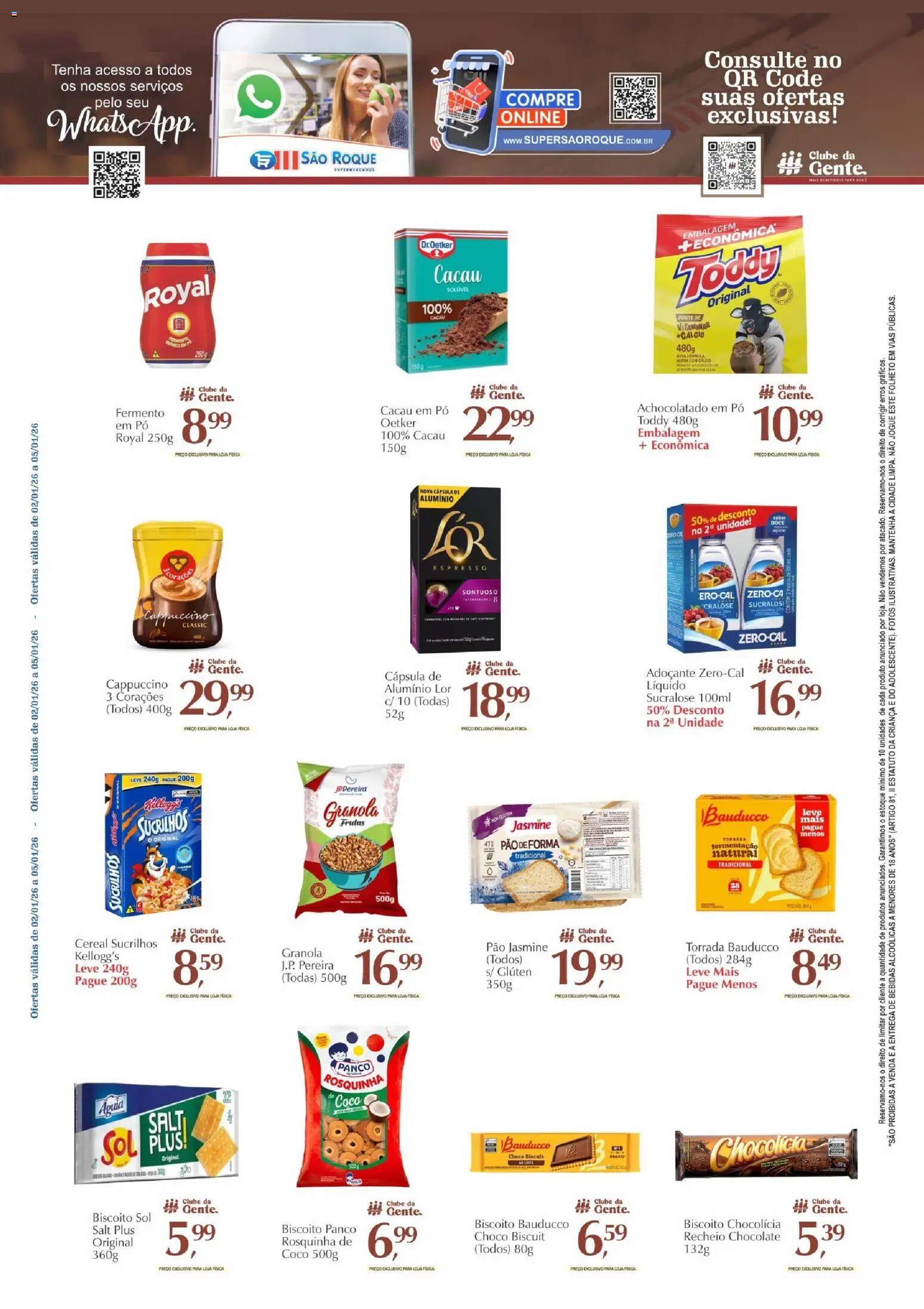 São Roque Supermercados Folheto - válido de 02.01.2026 | Página: 2 | Produtos: Achocolatado, Adoçante, Pão, Granola