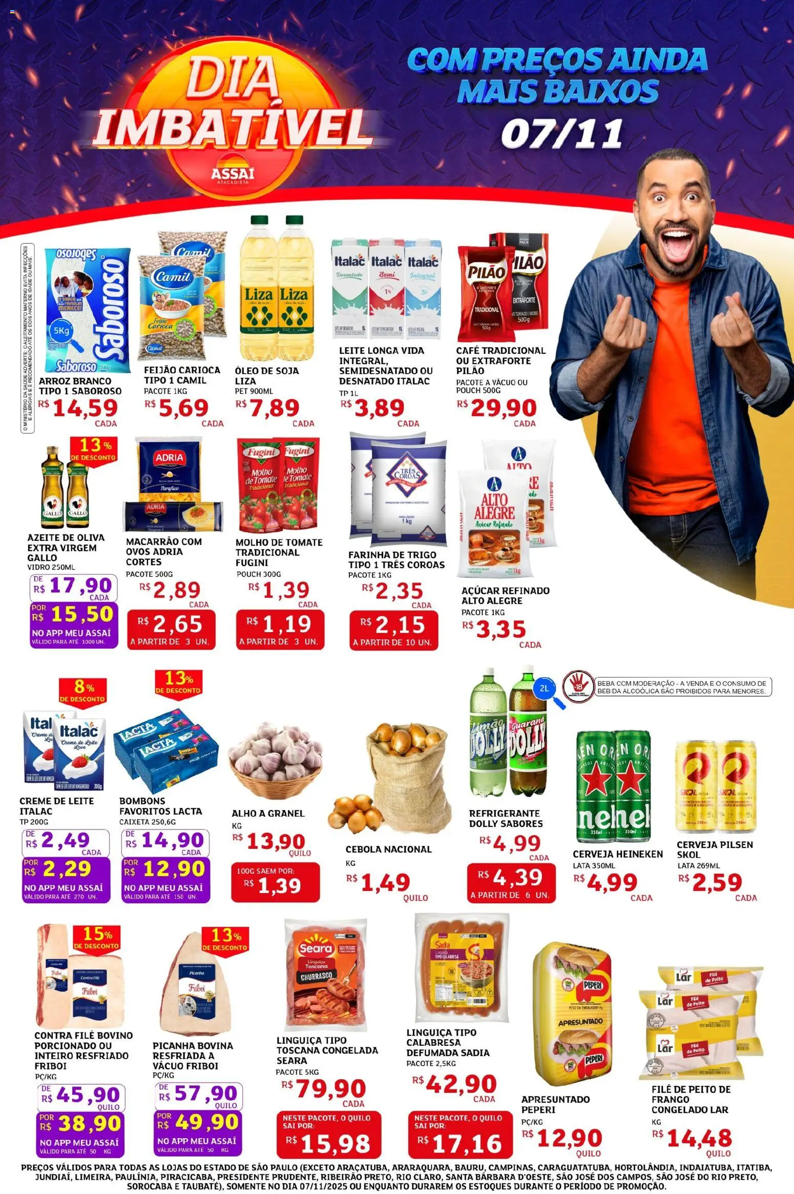Assaí Atacadista Folheto - válido de 07.11.2025 | Página: 1 | Produtos: Alho, Molho de tomate, Linguiça, Café