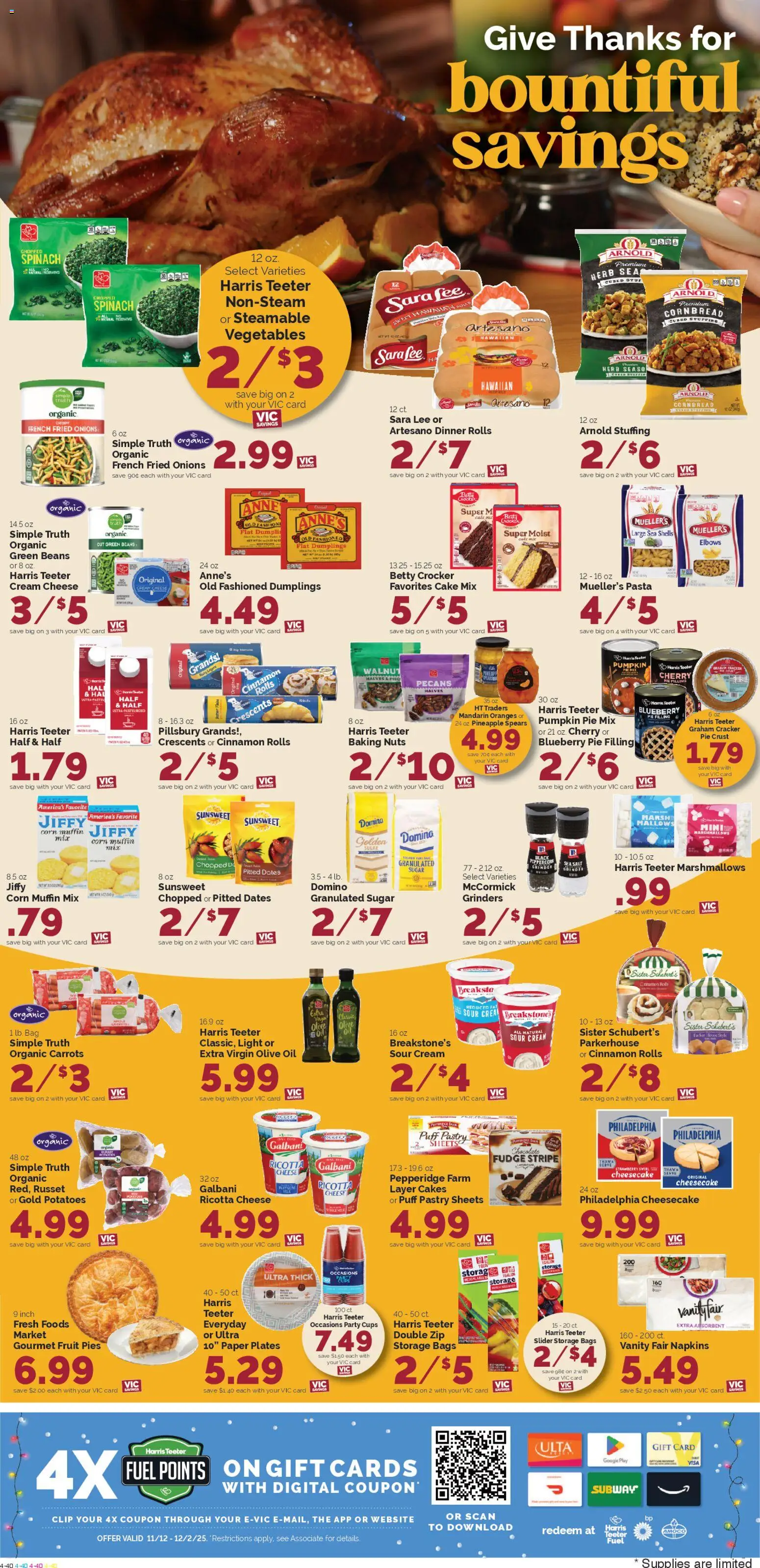 Harris Teeter Weekly Ad - NC - valid from 12.11.2025 | Page: 7 | Products: Nuts, Sugar, Pumpkin Pie, Cheesecake