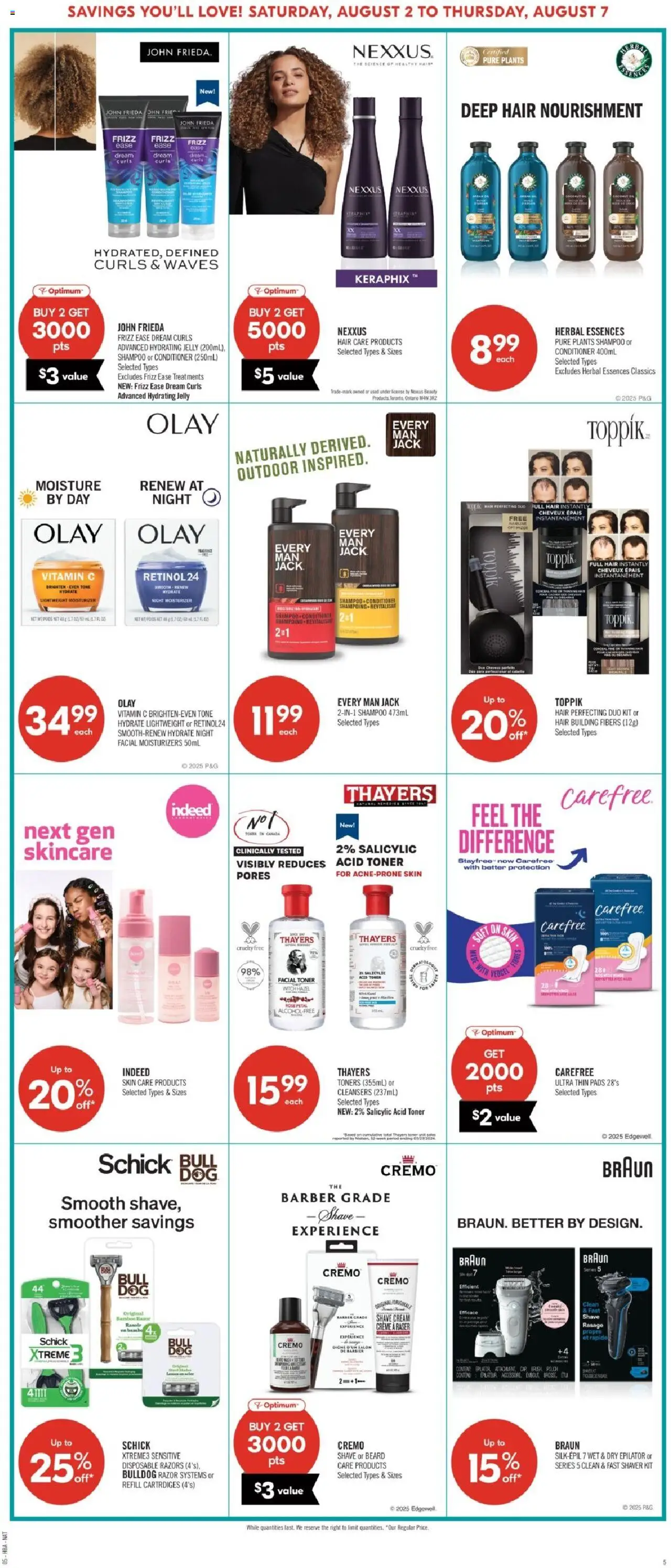 Shoppers flyer valid from 02.08.2025 | Page: 9 | Products: Cream, Toner, Brush, Shampoo