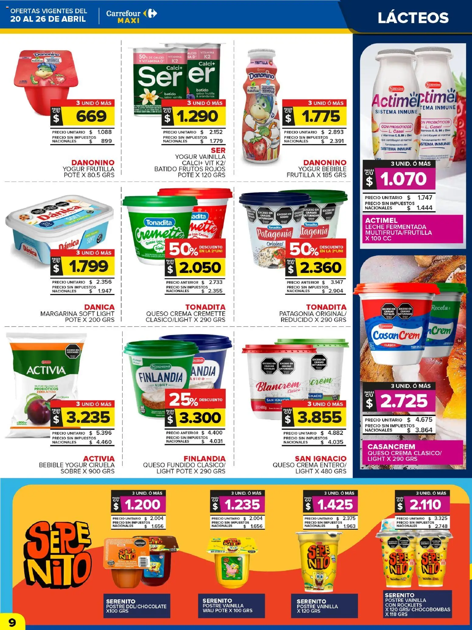Carrefour Maxi catálogo │ válido desde el 20.04.2026 | Página: 9 | Productos: Dulce de leche, Arándanos, Yogur, Margarina