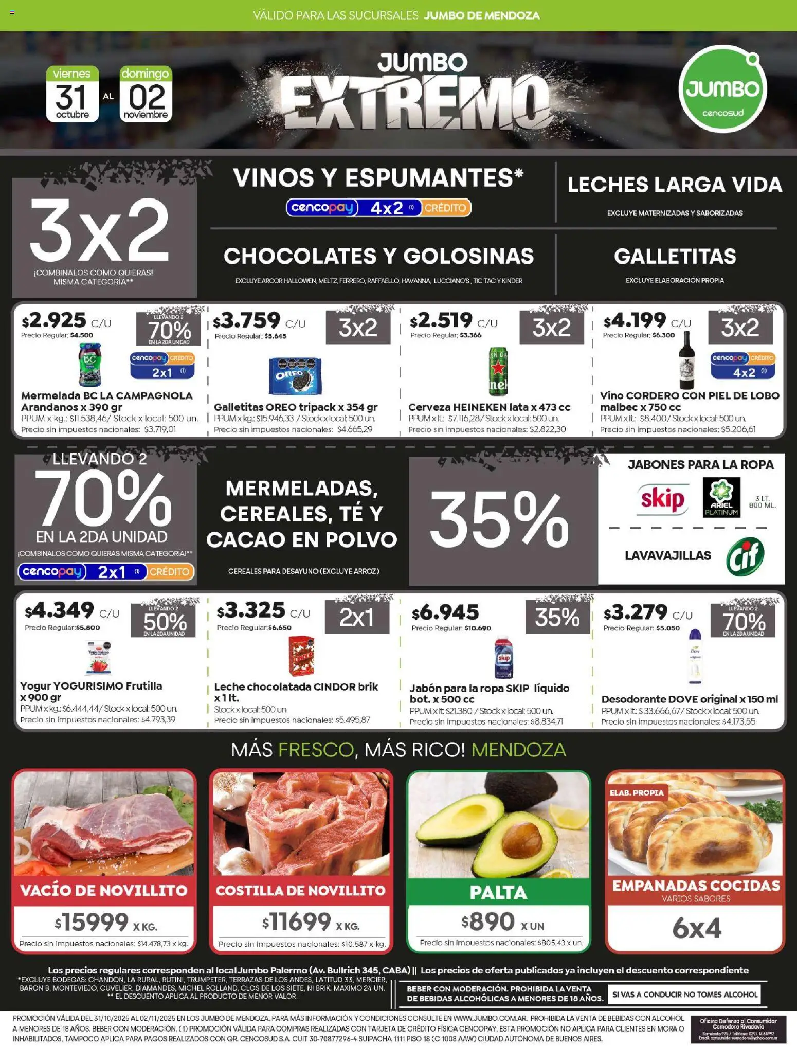 Jumbo - Ofertas Extremo | Mendoza │ válido desde el 31.10.2025 | Página: 1 | Productos: Frutilla, Chocolatada, Vino, Golosinas