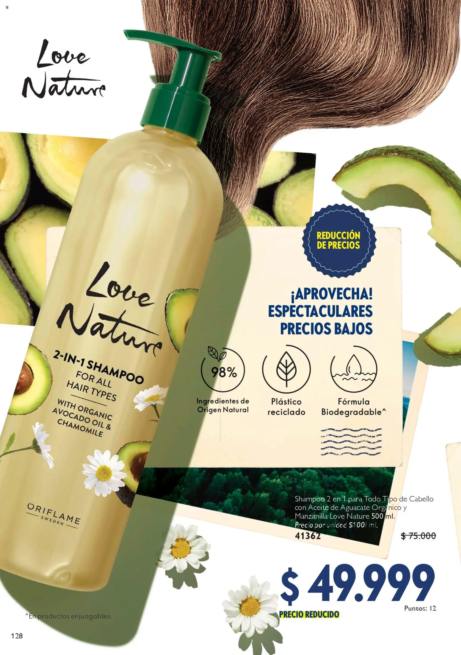 Oriflame revista - valida desde el 14.02.2026 | Página: 128 | Productos: Aguacate, Lavarropas, Shampoo, Aceite