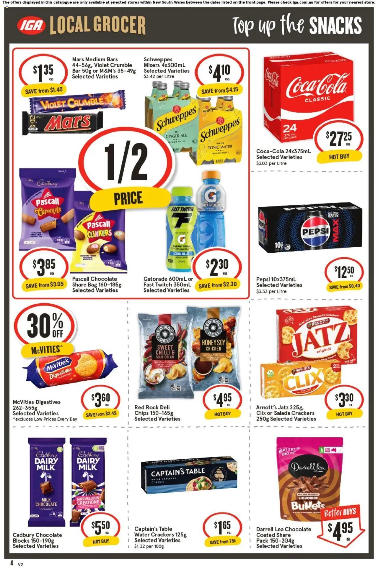 IGA catalogue - valid from 15.10.2025 | Page: 4 | Products: Crackers, Energy drink, Chicken, Sour cream