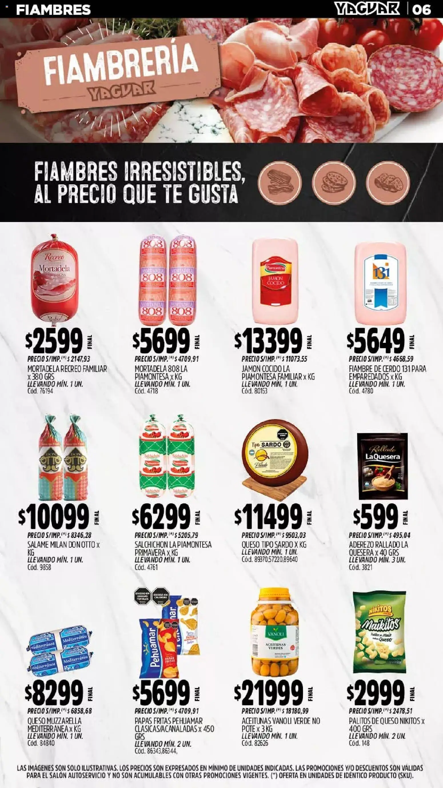Yaguar - Oferta Semanal Córdoba │ válido desde el 20.04.2026 | Página: 6 | Productos: Jamón cocido, Muzzarella, Aceitunas, Jamón