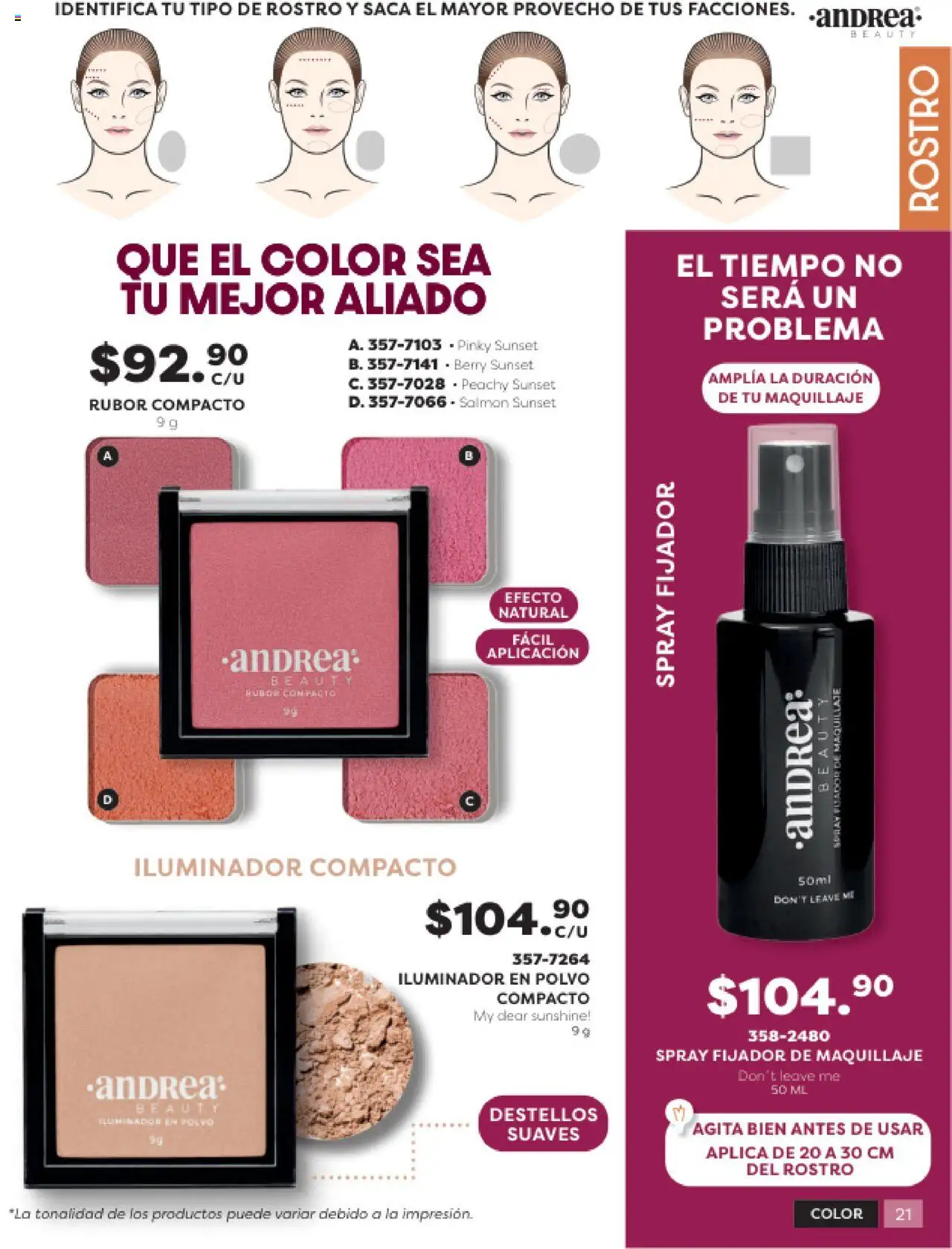 Nuevas ofertas de Andrea válidas en toda la República Mexicana desde el 24.08.2025. ¡Encuentra las mejores ofertas en Andrea - Catálogo Beauty Campaña 5! | Página: 21 | Productos: Iluminador, Maquillaje, Polvo, Rubor