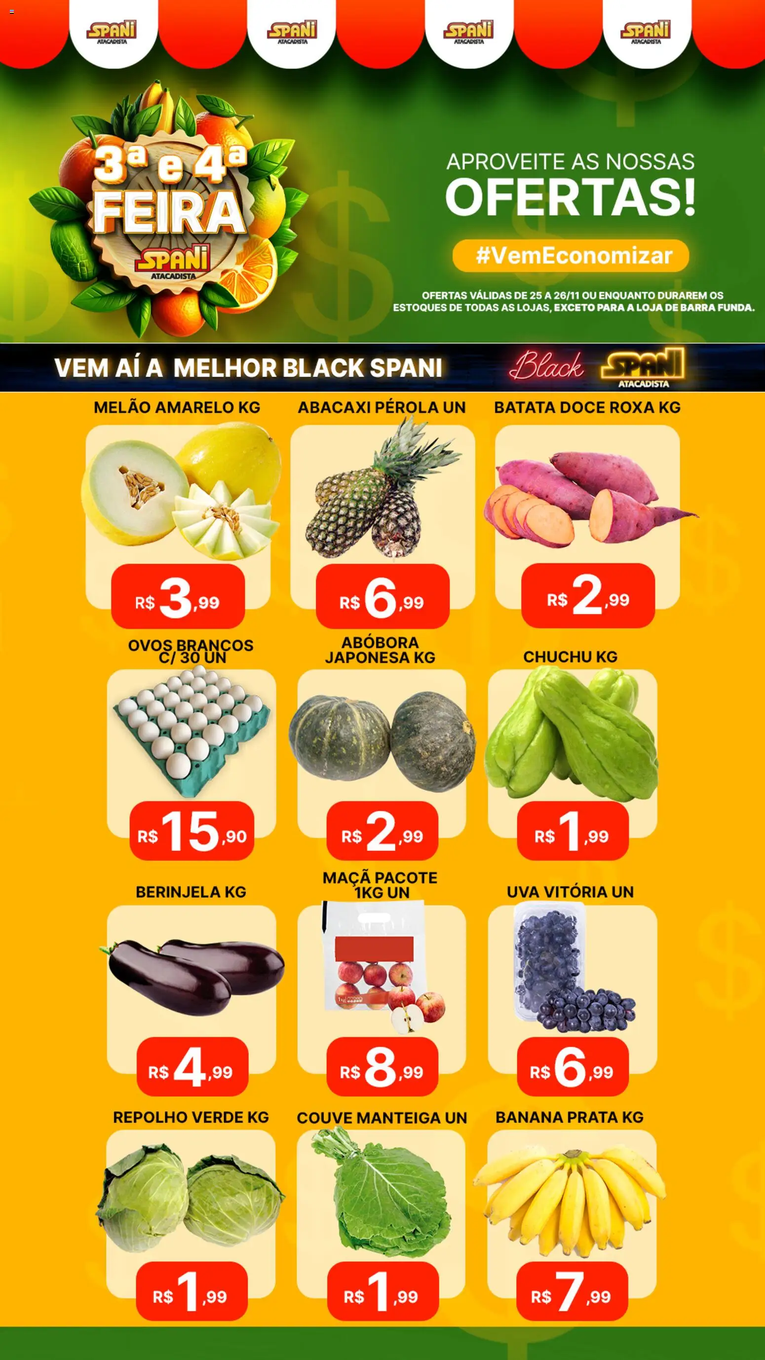 Spani Atacadista Folheto - válido de 25.11.2025 | Página: 1 | Produtos: Chuchu, Manteiga, Ovos, Batata