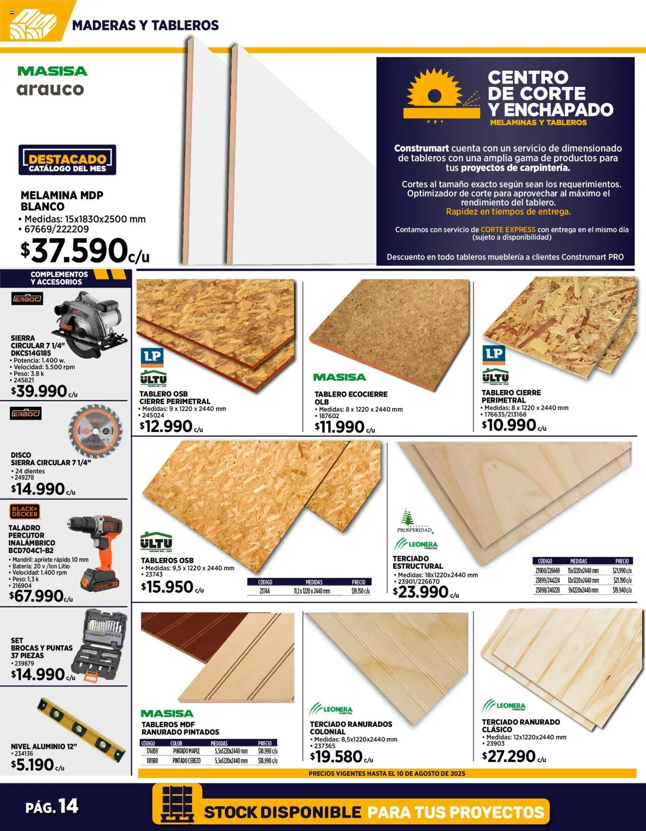 Construmart ofertas  │ válido desde el 01.08.2025 | Página: 14 | Productos: Disco, Taladro, Sierra, Batería
