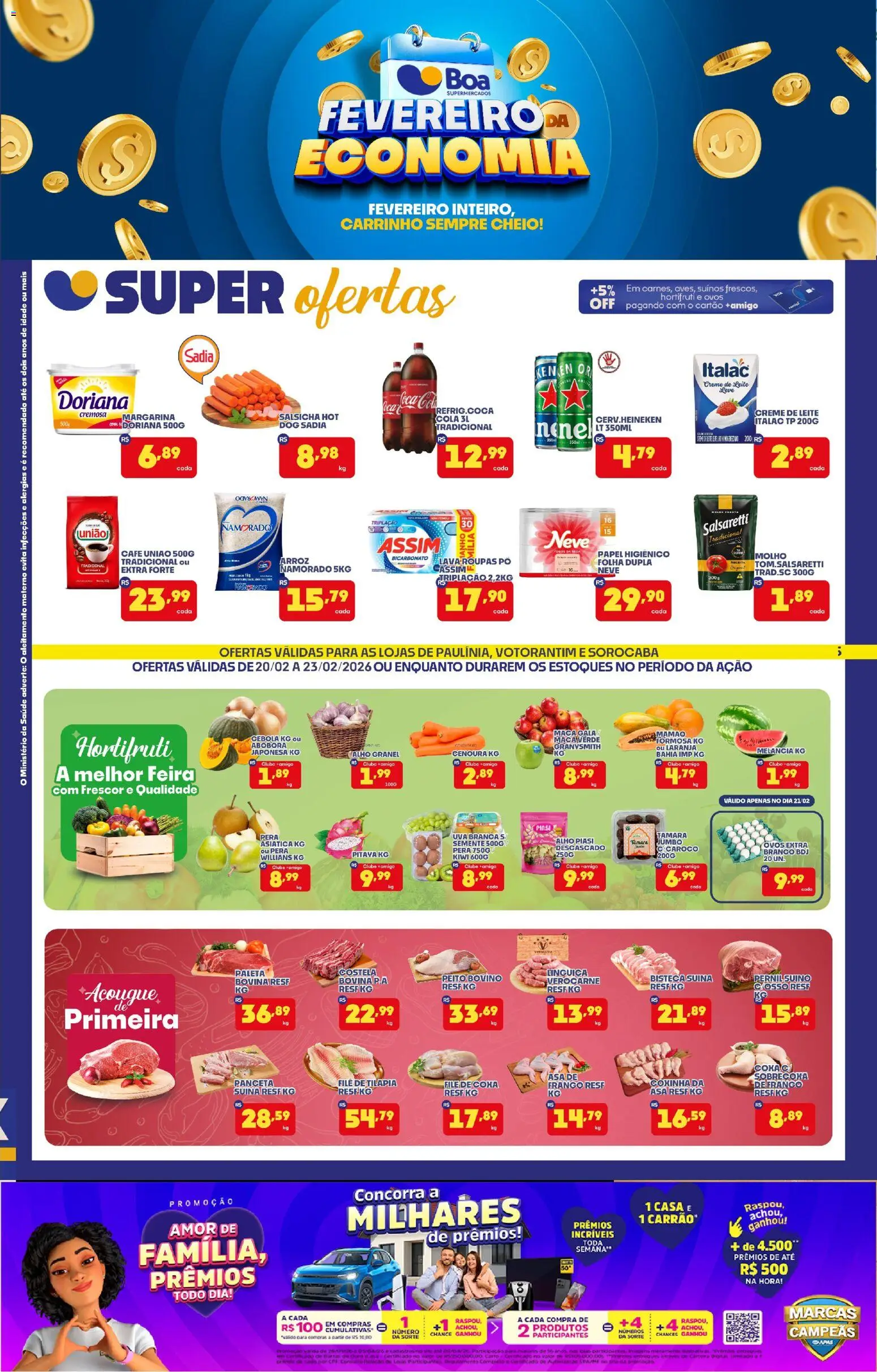 Boa Supermercados Folheto - válido de 20.02.2026 | Página: 1 | Produtos: Arroz, Creme, Mamão, Filé de tilápia