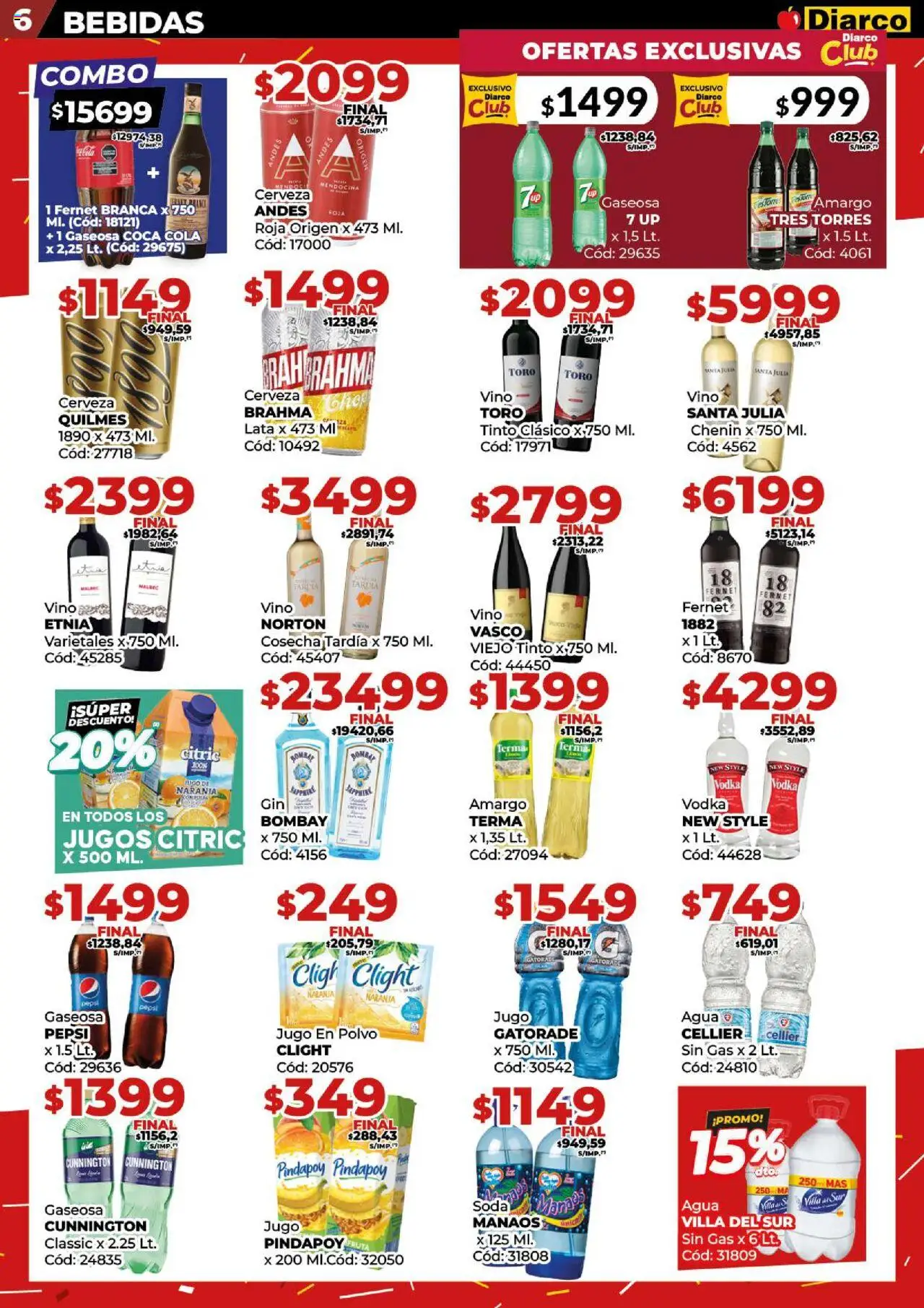 Diarco - Ofertas Pueblo Interior │ válido desde el 08.09.2025 | Página: 6 | Productos: Polvo, Fernet, Soda, Agua