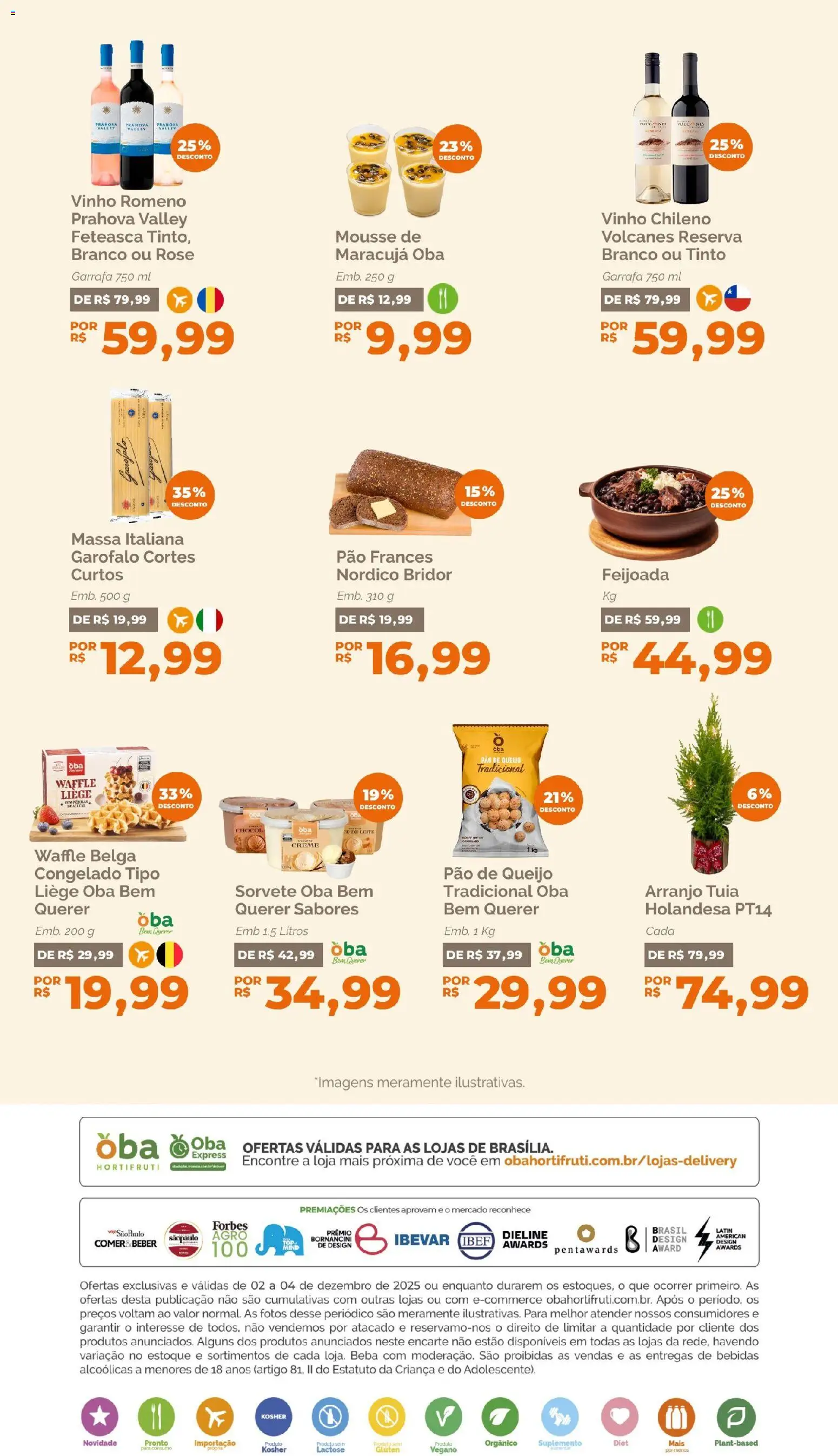 Oba Hortifruti Folheto - válido de 02.12.2025 | Página: 6 | Produtos: Vinho, Massa, Creme, Pão de queijo