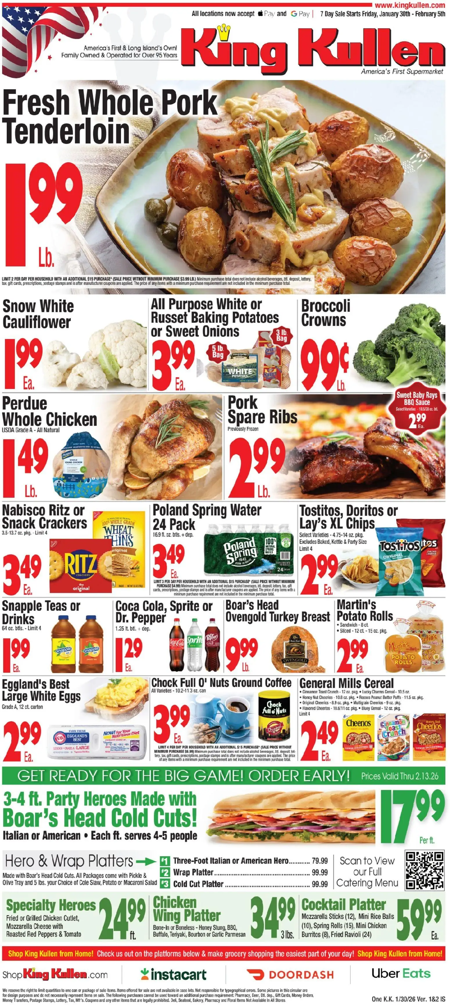 King Kullen Weekly Ad - valid from 30.01.2026 | Page: 1 | Products: Ring, Eggs, Sauce, Garlic