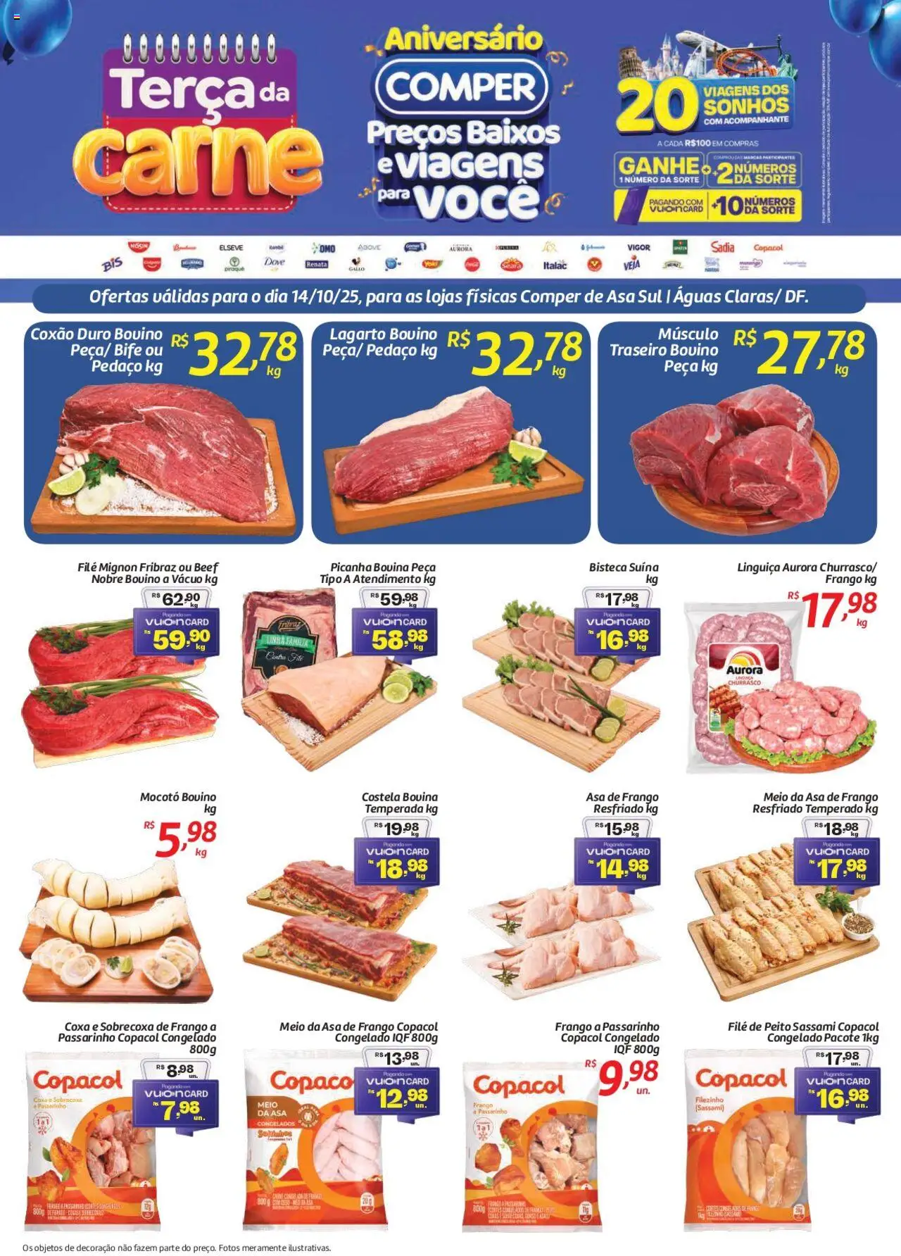 Comper Folheto - válido de 14.10.2025 | Página: 1 | Produtos: Filé mignon, Picanha, Asa de frango, Carne
