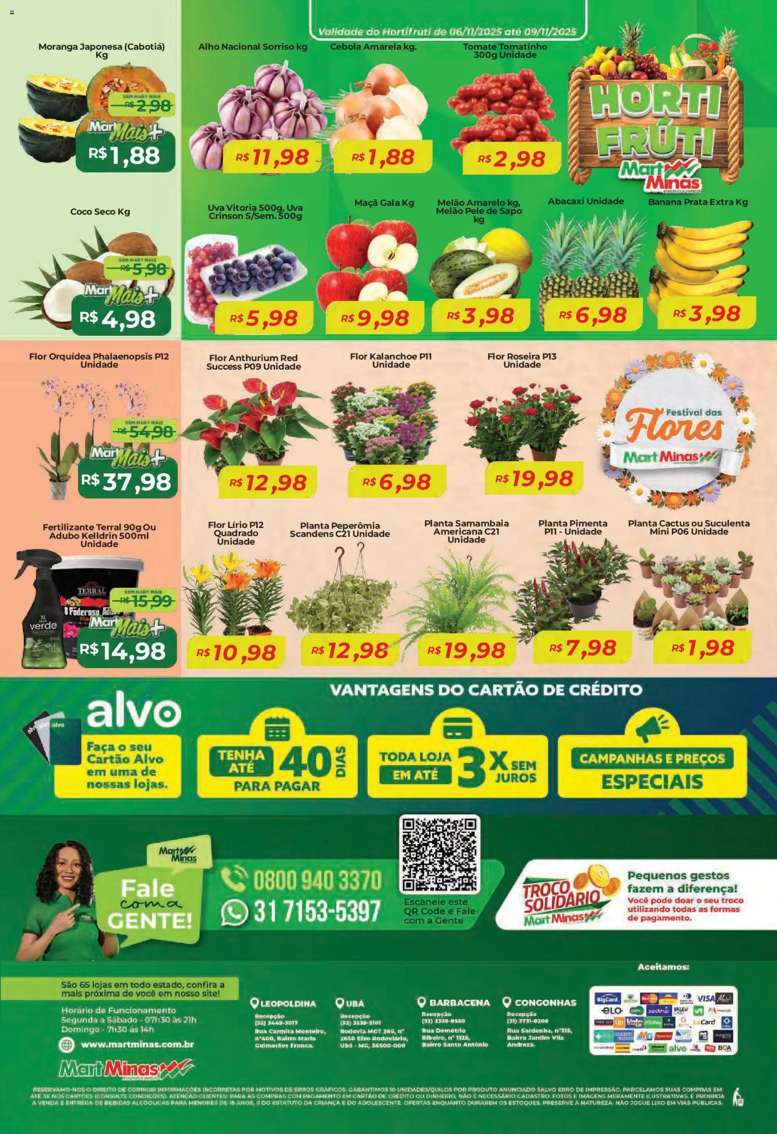 Mart Minas Folheto - válido de 06.11.2025 | Página: 8 | Produtos: Cebola, Pimenta, Flores, Faca