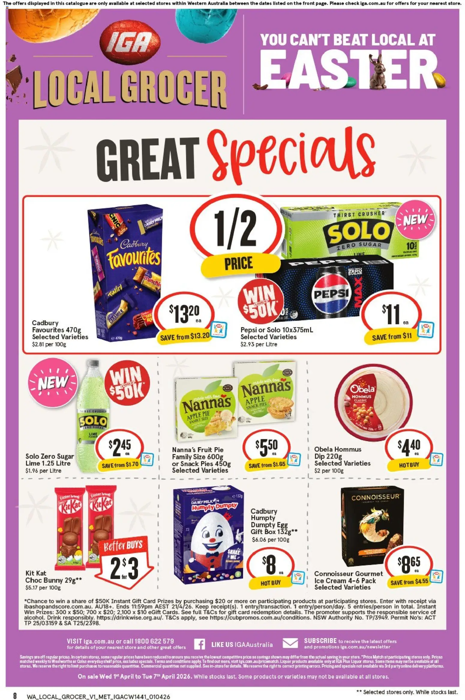 IGA catalogue - valid from 05.04.2026 | Page: 8 | Products: Shelf, Milk, Ice cream, Pies