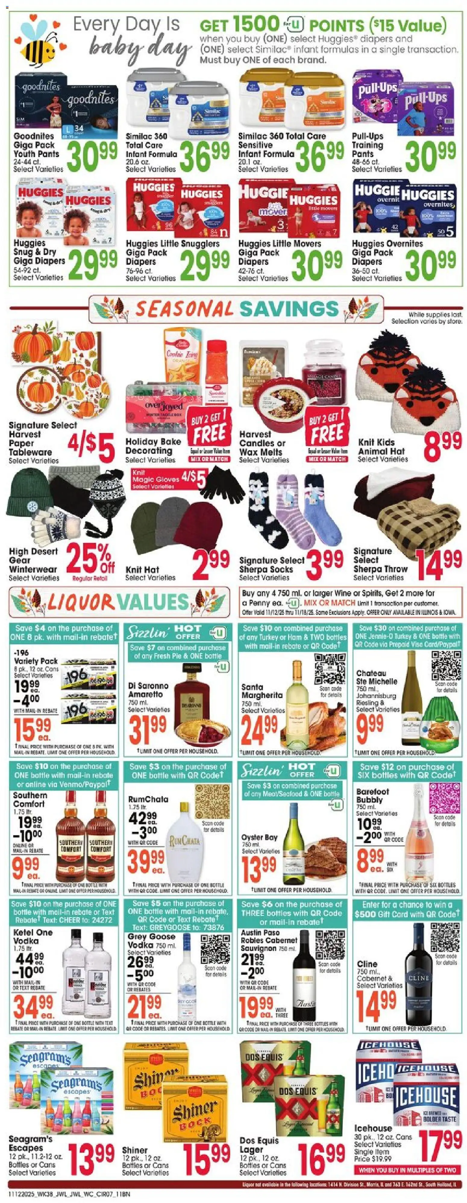 Jewel Osco Weekly Ad - valid from 12.11.2025 | Page: 7 | Products: Wine, Pants, Lime, Gloves