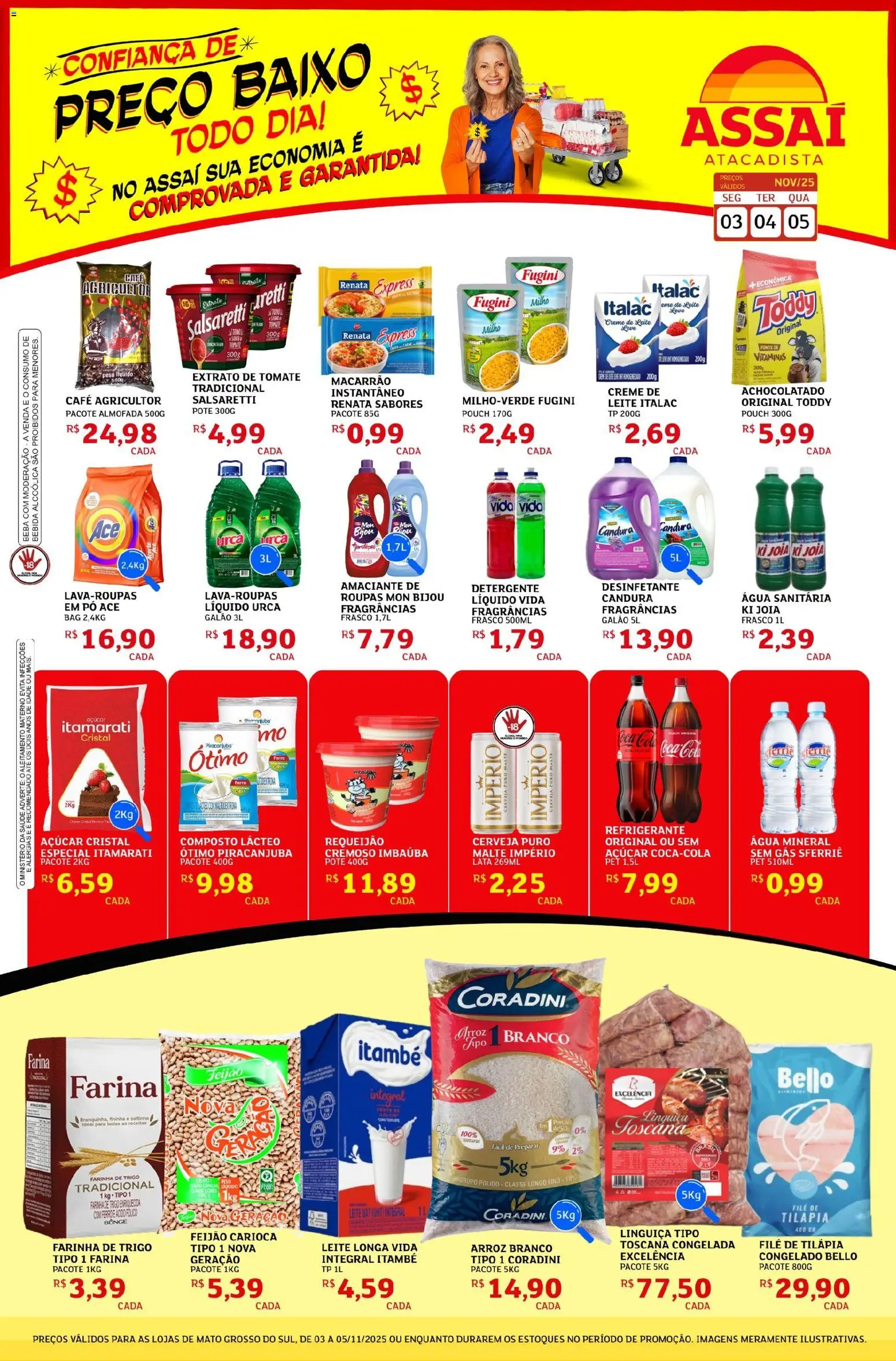 Assaí Atacadista Folheto - válido de 03.11.2025 | Página: 1 | Produtos: Tilápia, Cerveja, Bebida, Água sanitária