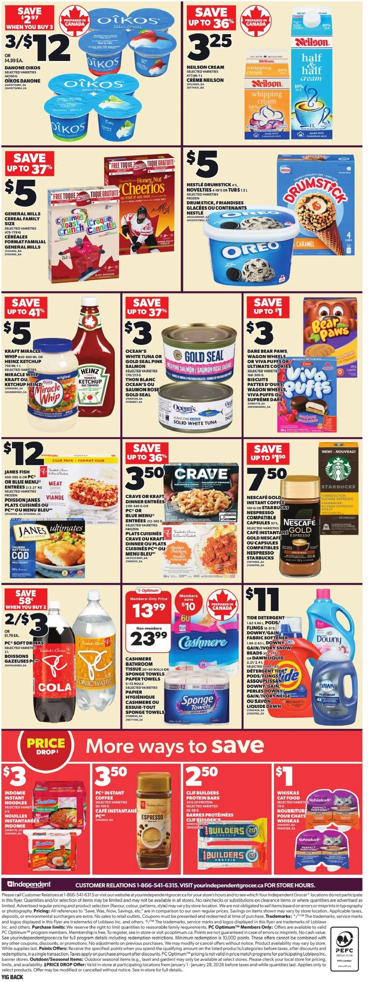 Independent Grocer flyer valid from 08.01.2026 | Page: 4 | Products: Cream, Fabric softener, Coffee, Chicken