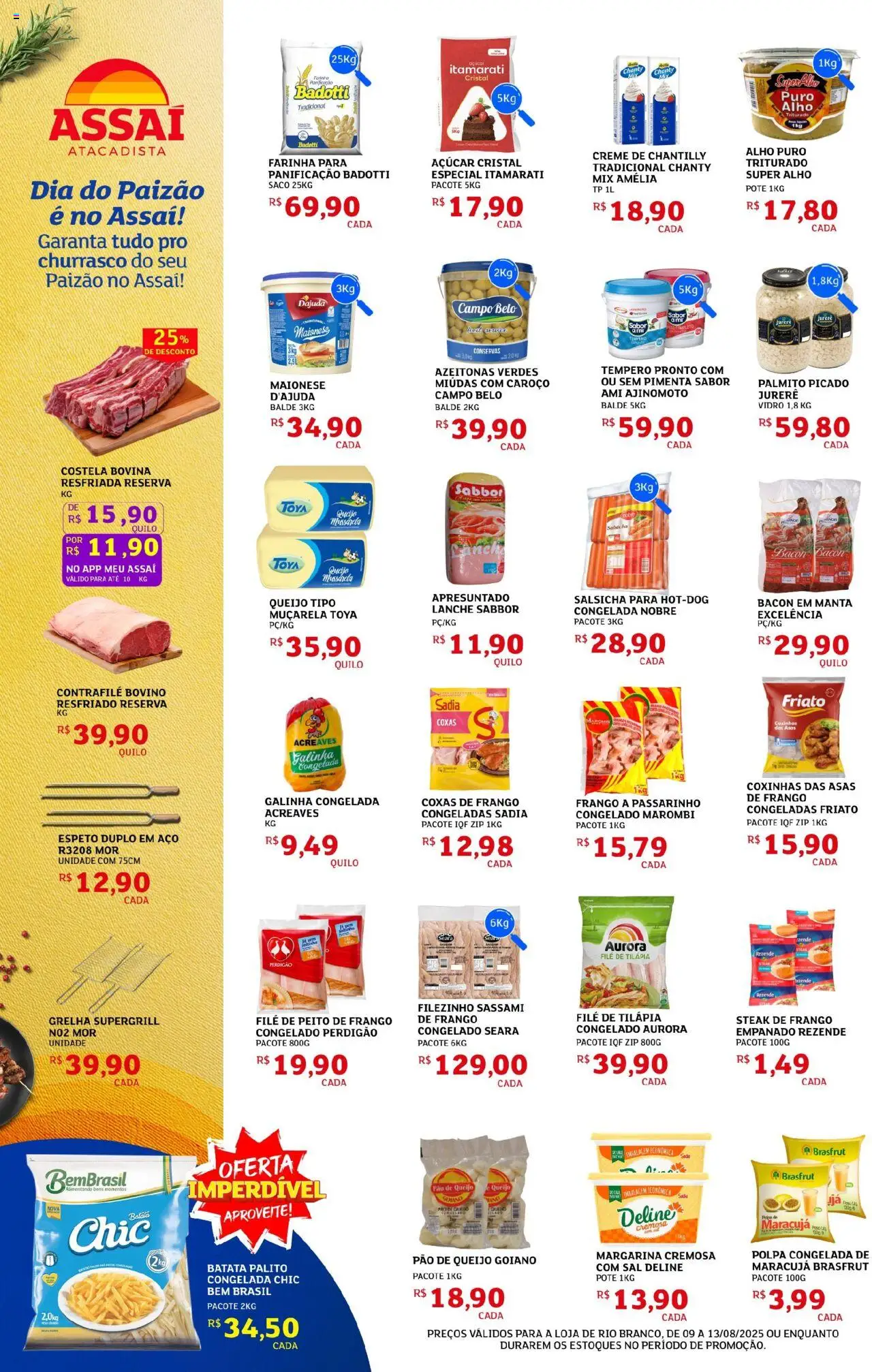 Assaí Atacadista Folheto - válido de 09.08.2025 | Página: 2 | Produtos: Alho, Palmito, Pimenta, Açúcar