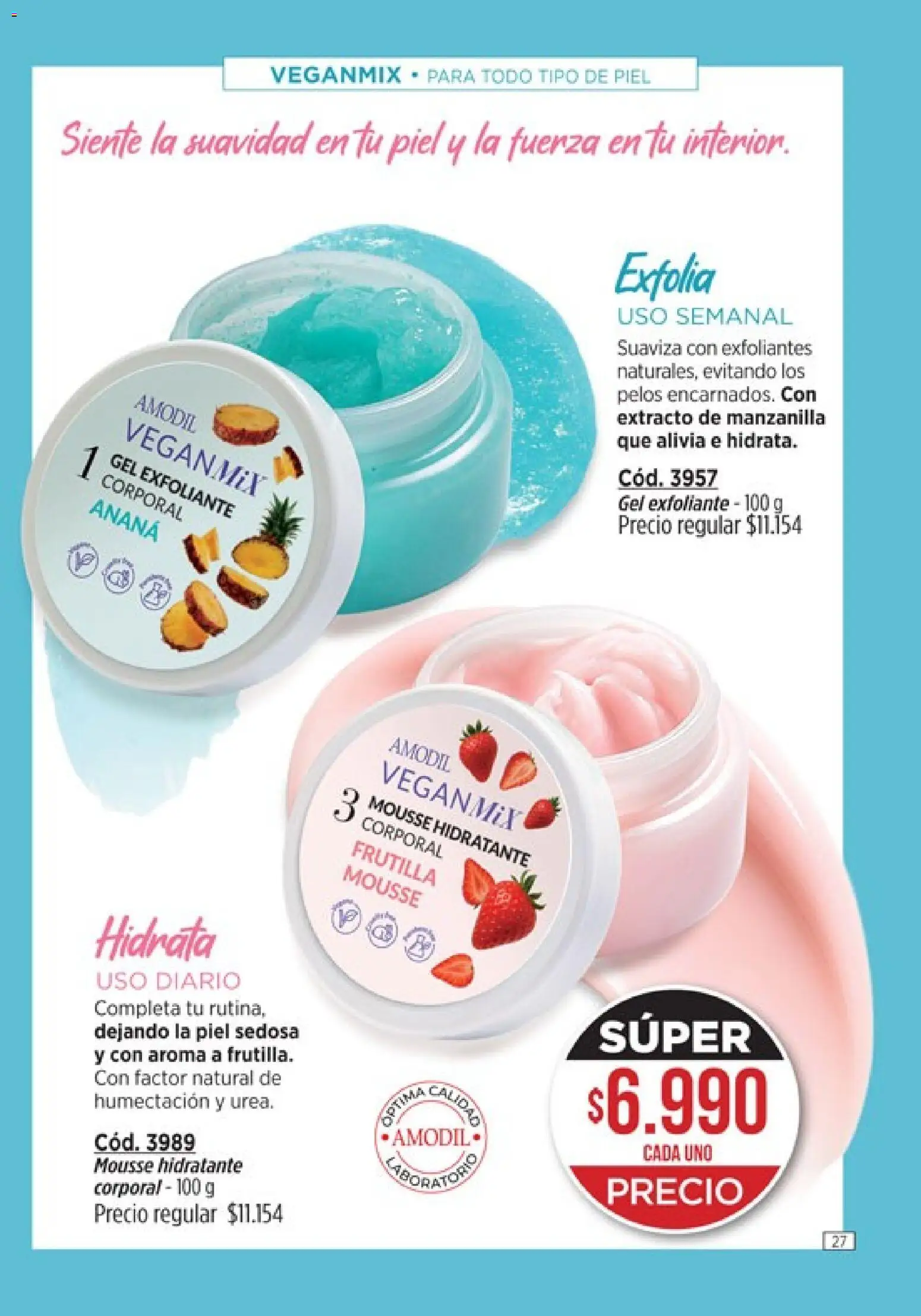 Catálogo Amodil Campaña 4 │ válido desde el 01.03.2026 | Página: 27 | Productos: Frutilla, Exfoliante corporal, Ananá, Mousse