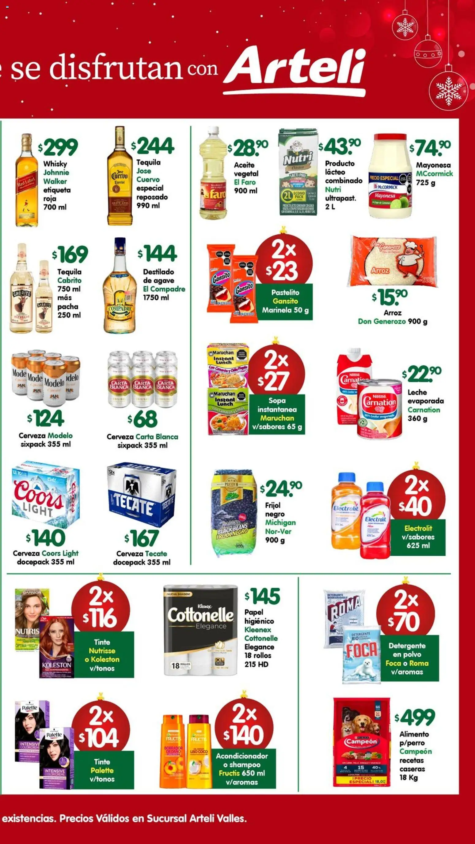 Nuevas ofertas de Arteli válidas en toda la República Mexicana desde el 27.12.2025. ¡Encuentra las mejores ofertas en Arteli folleto Valles! | Página: 2 | Productos: Cerveza, Whisky, Polvo, Acondicionador