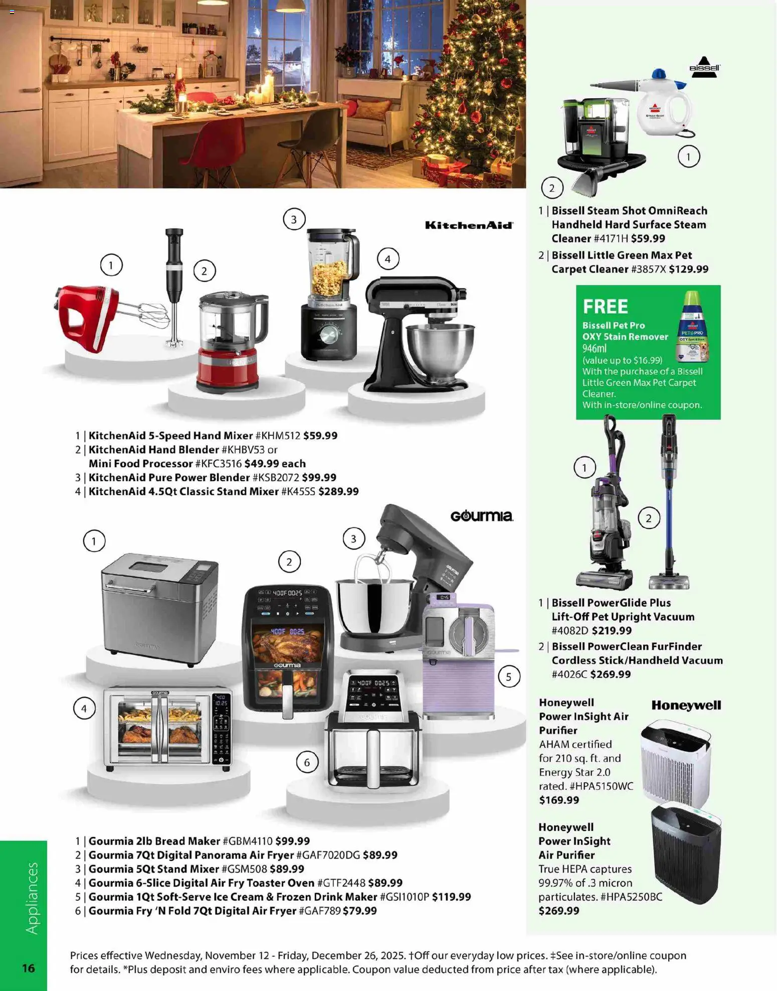 London Drugs flyer valid from 12.11.2025 | Page: 16 | Products: Air purifier, Mixer, Stain remover, Carpet