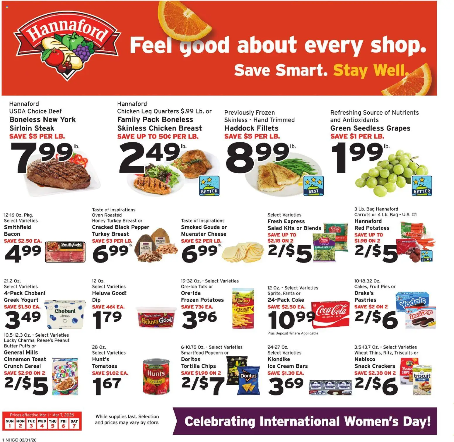 Hannaford Weekly Ad - valid from 01.03.2026 | Page: 1 | Products: Butter, Tomatoes, Chips, Bag