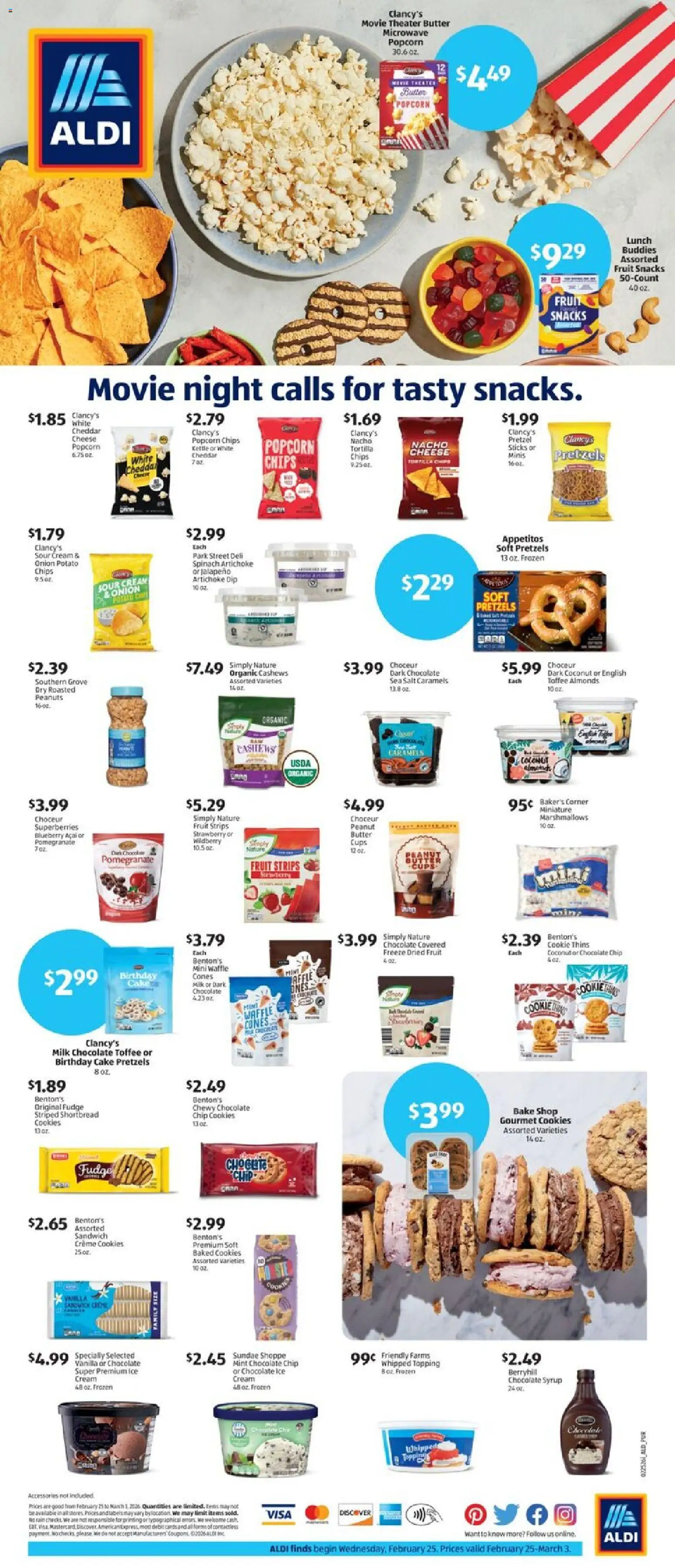 Aldi Weekly Ad - valid from 25.02.2026 | Page: 3 | Products: Spinach, Butter, Chips, Chocolate Chip