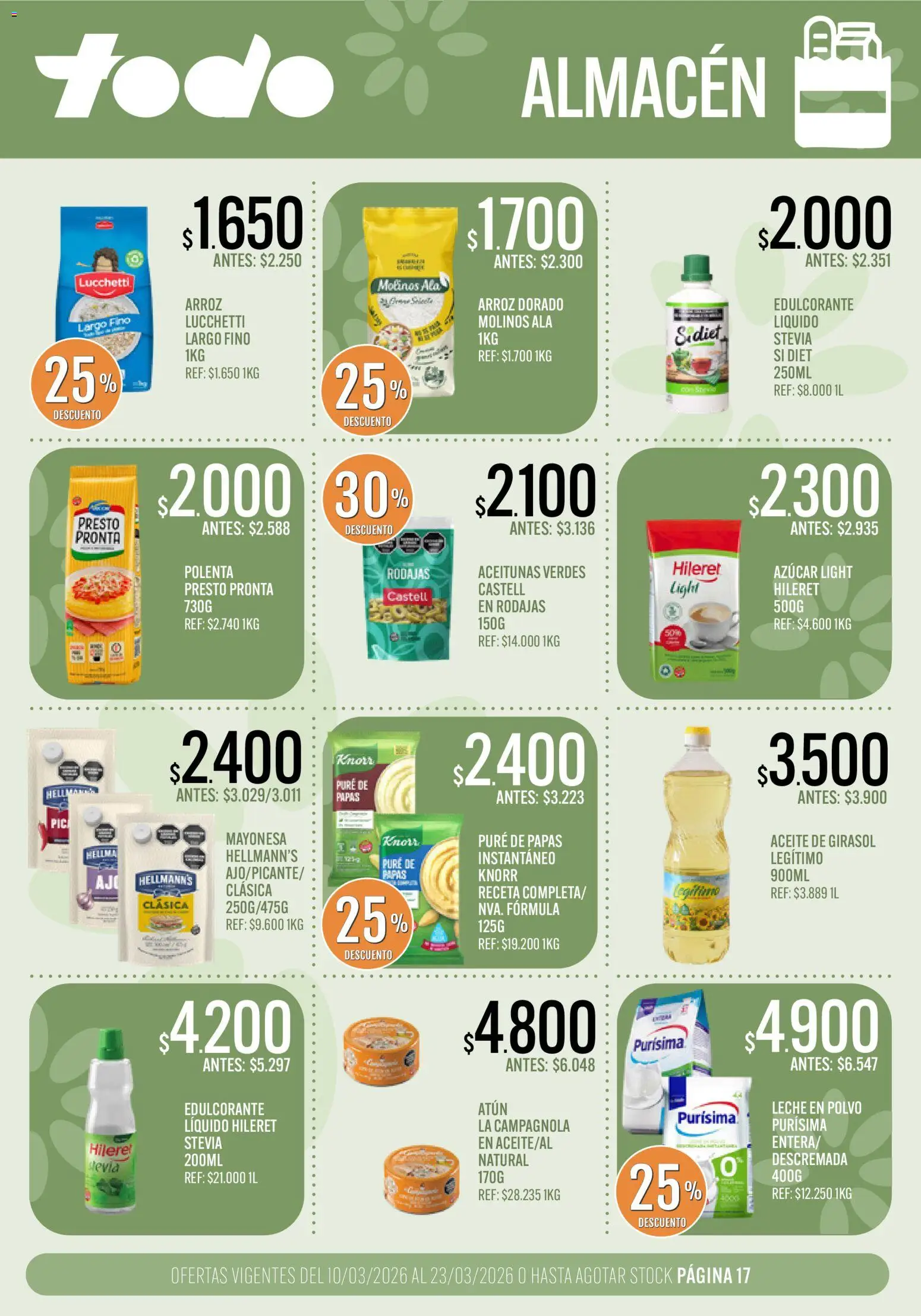 Supermercados TODO - Ofertas │ válido desde el 10.03.2026 | Página: 17 | Productos: Azucar, Aceite, Leche, Arroz